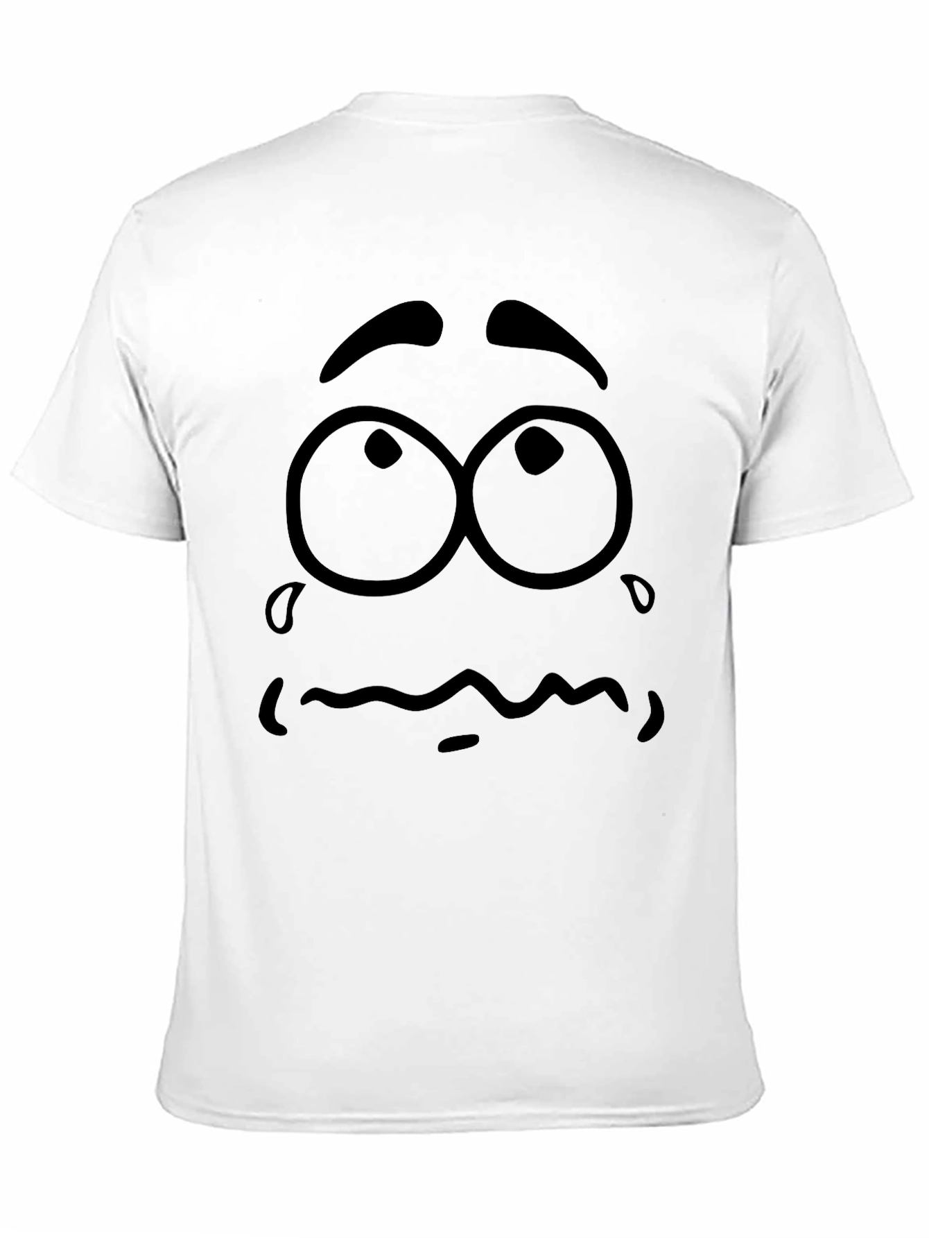 Sad Cartoon Face Black T-Shirt