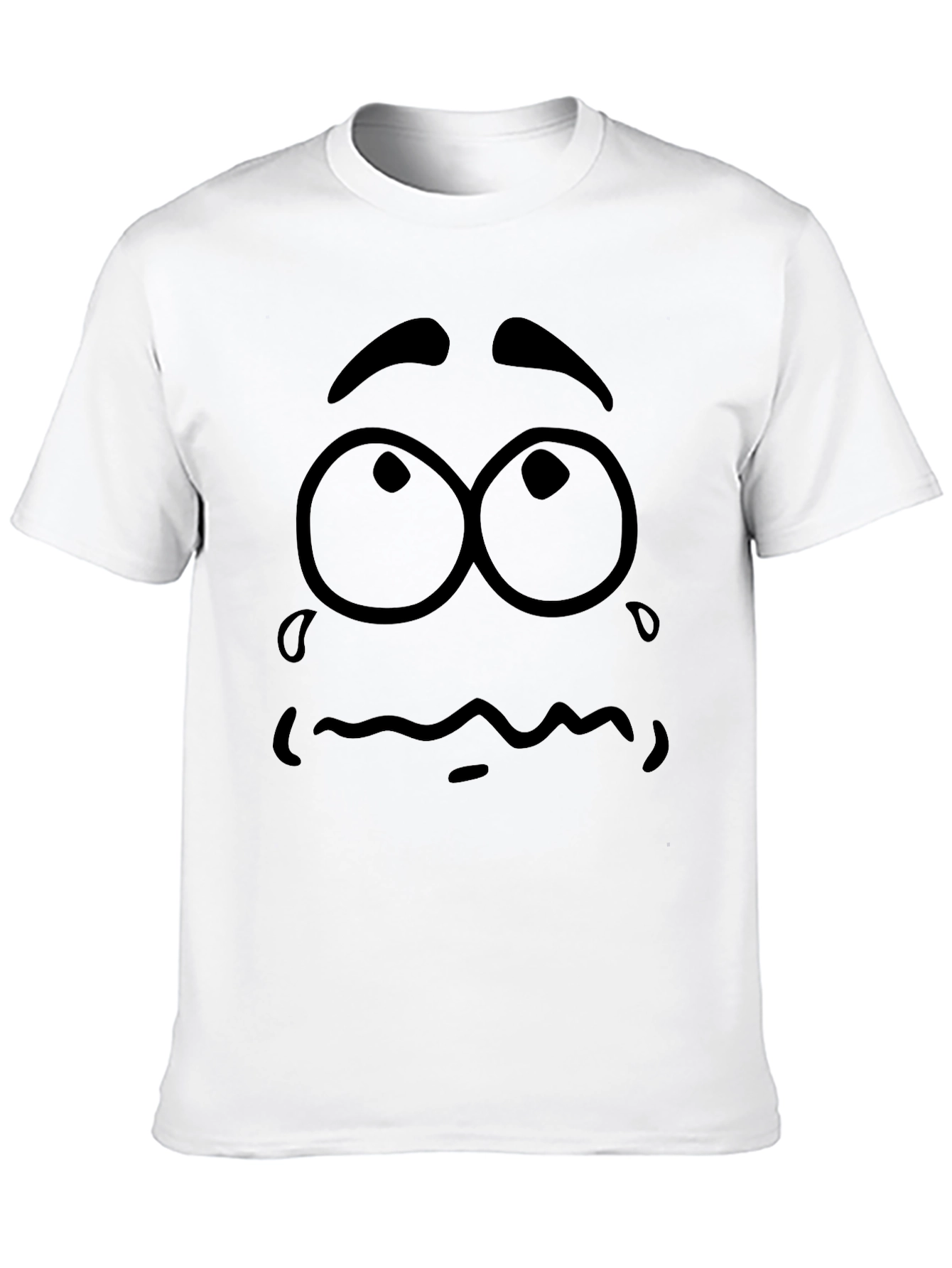 Sad Cartoon Face Black T-Shirt
