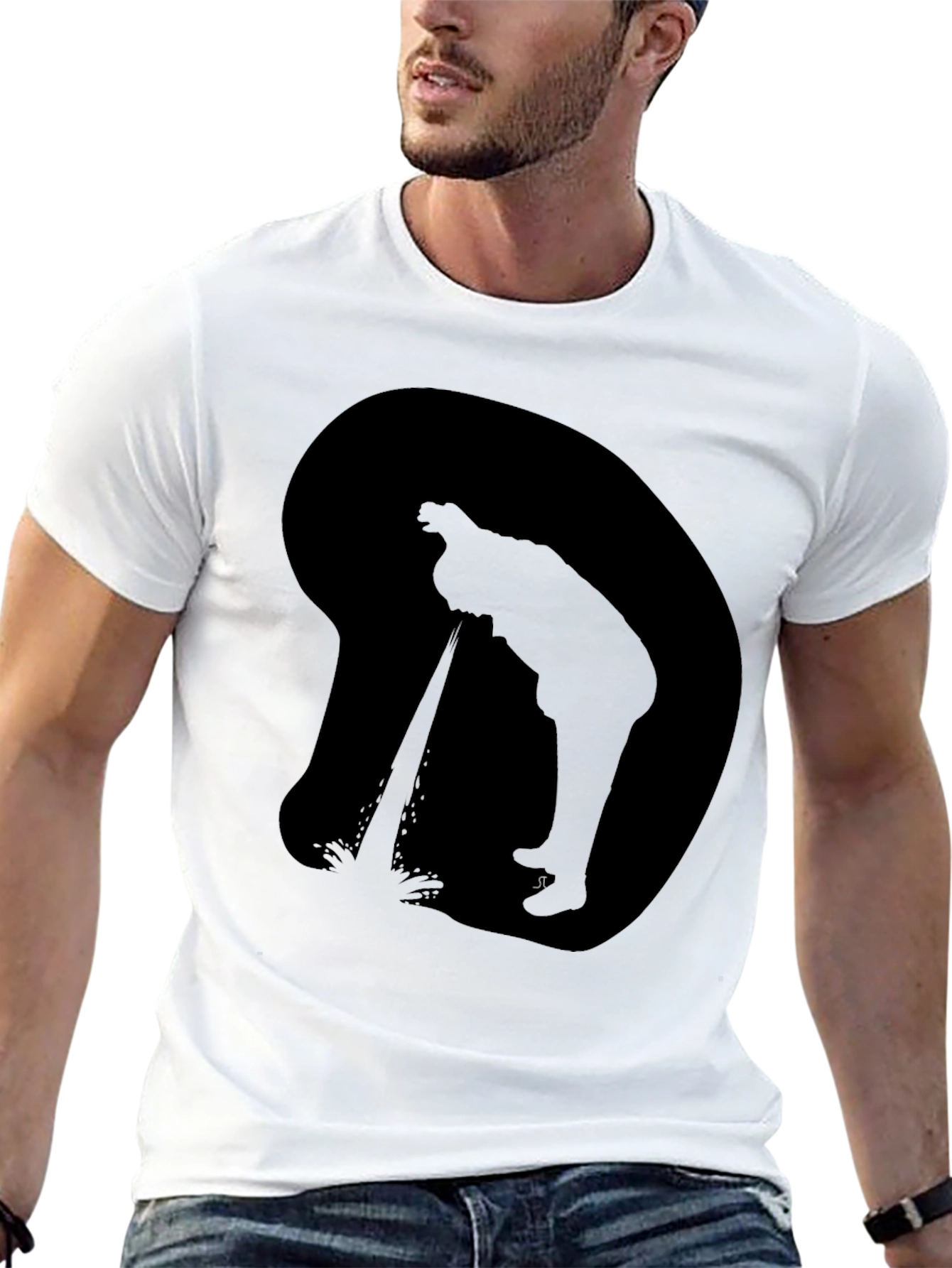 Silhouette Peeing T-Shirt - Black Graphic Tee