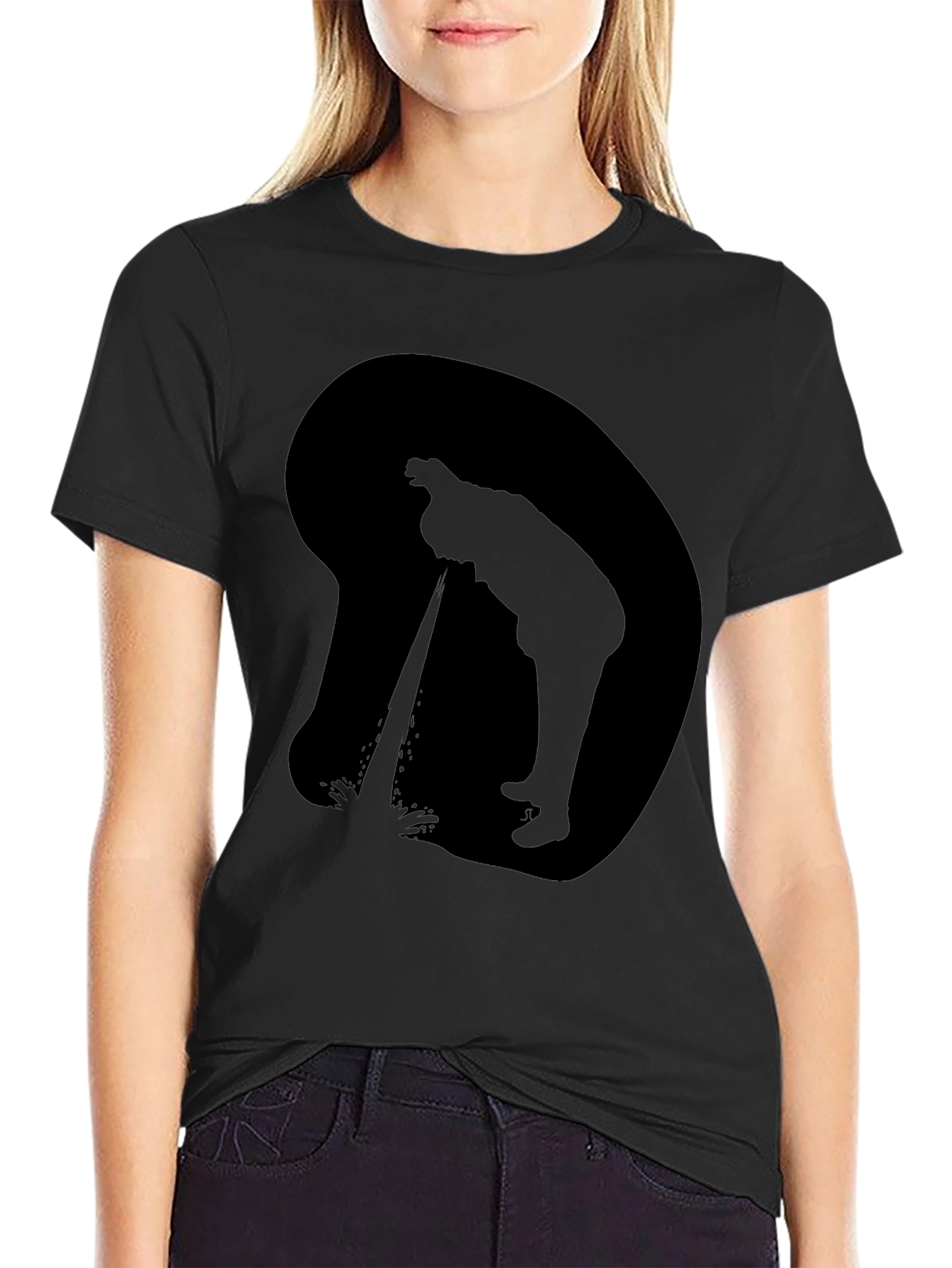 Silhouette Peeing T-Shirt - Black Graphic Tee