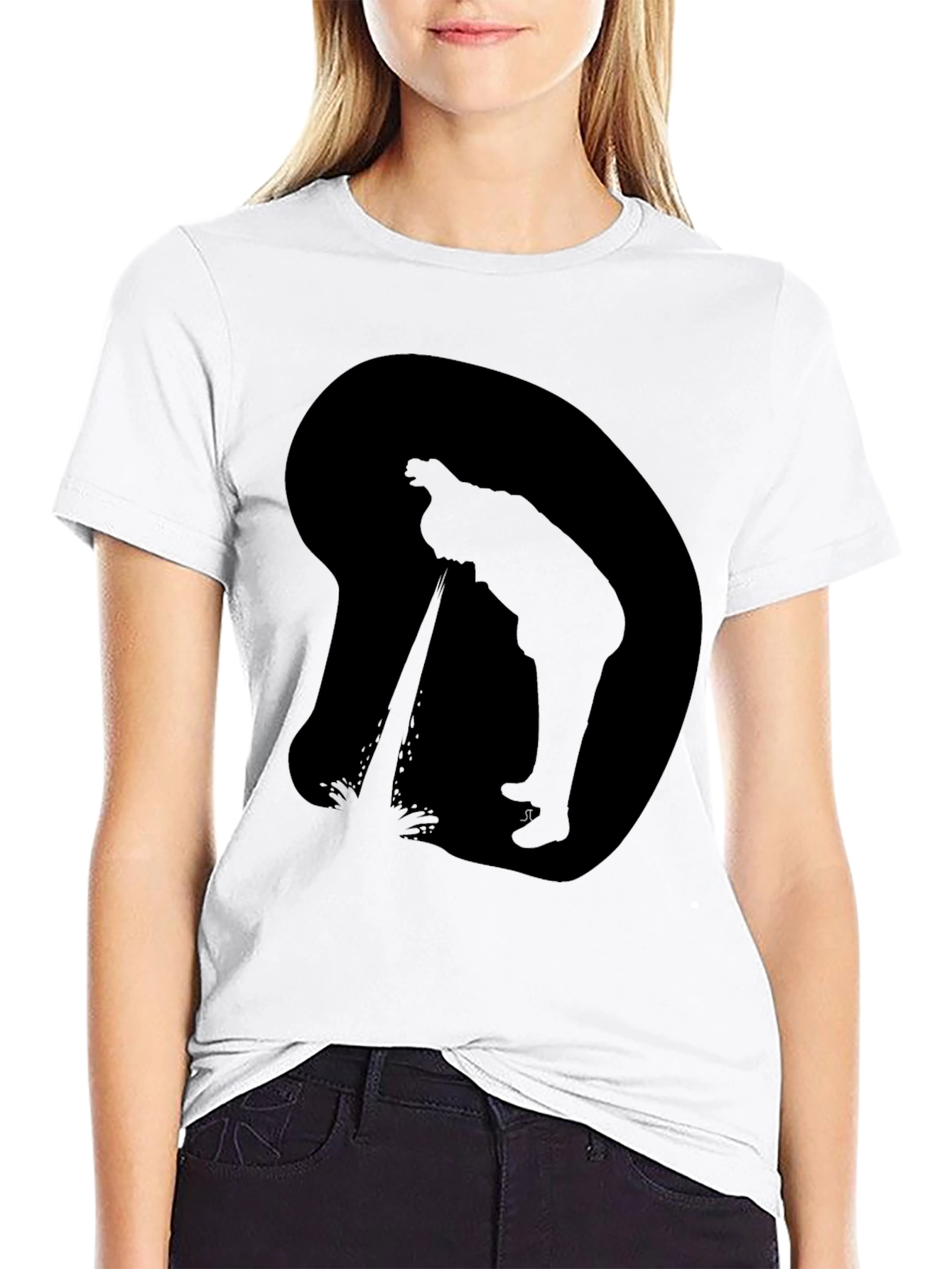Silhouette Peeing T-Shirt - Black Graphic Tee