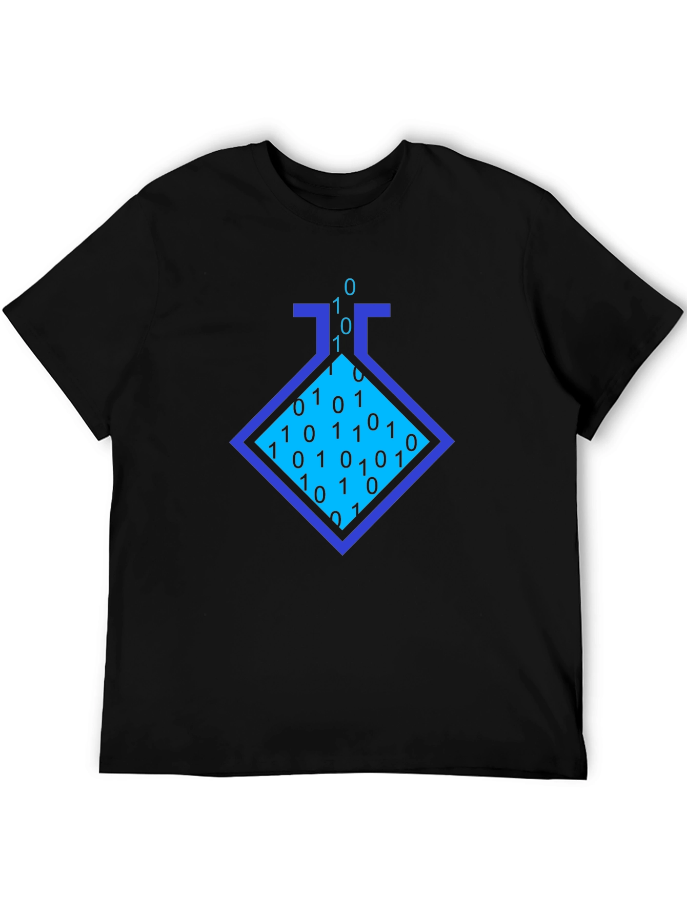 Binary Code Beaker Graphic Tee - Black Cotton T-Shirt