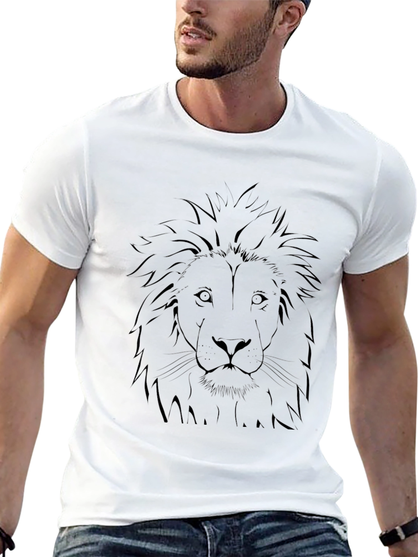 Lion Graphic Print Crew Neck T-Shirt