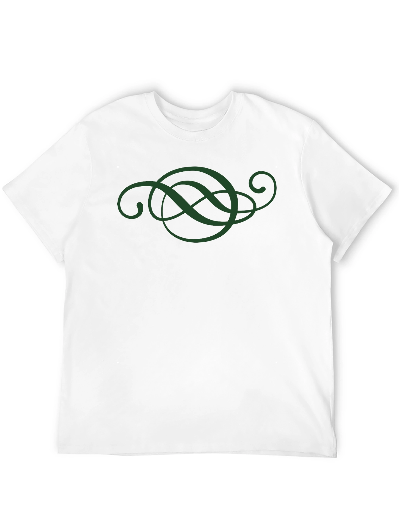 Elegant Green Swirl Design Black T-Shirt