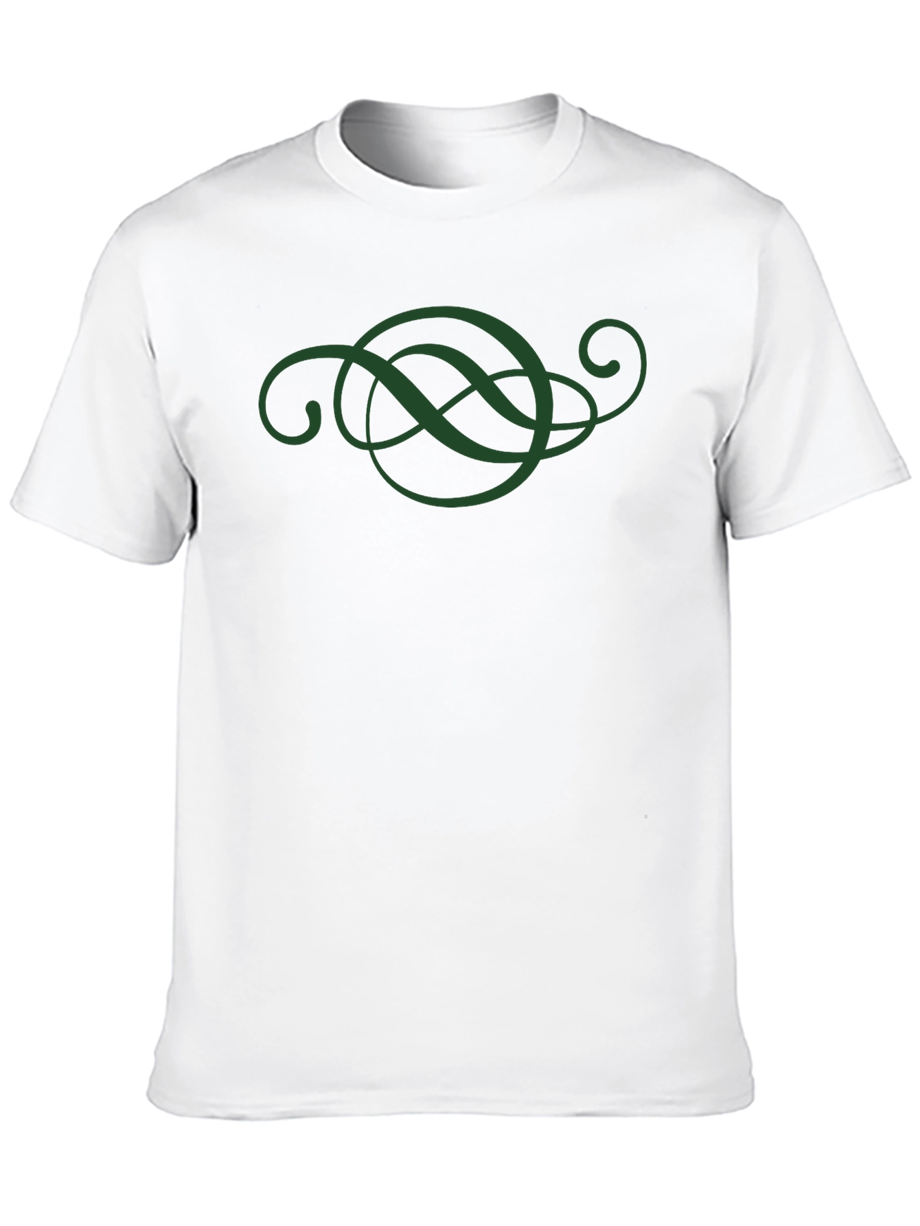 Elegant Green Swirl Design Black T-Shirt
