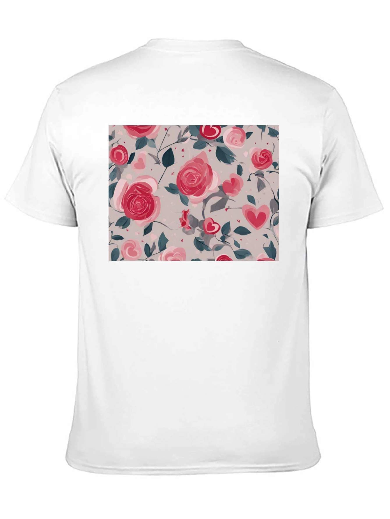 Floral Heart Roses Black T-Shirt
