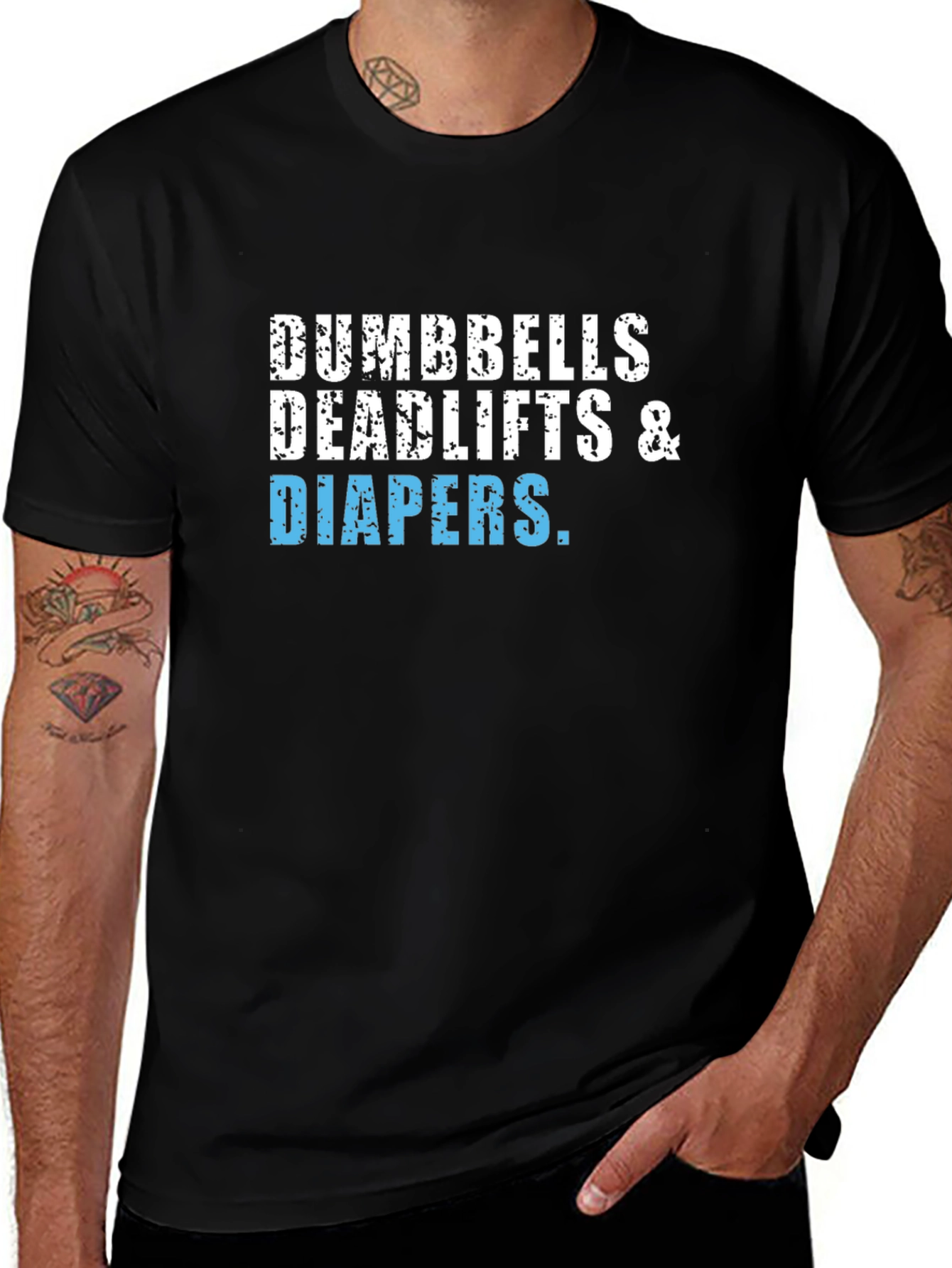 Dumbbells Deadlifts & Diapers Graphic Tee