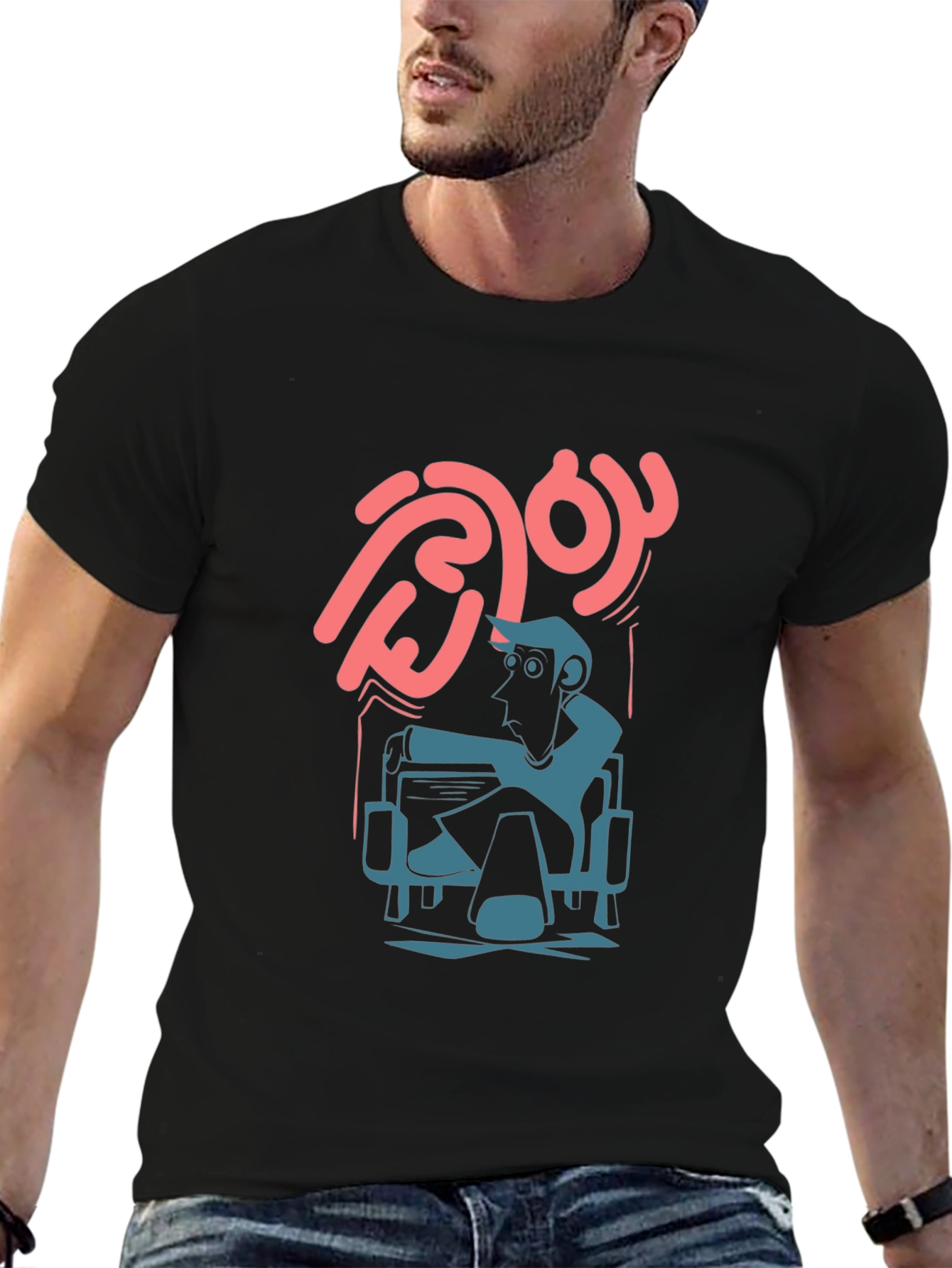 Cool Graphic Print Black Cotton Tee