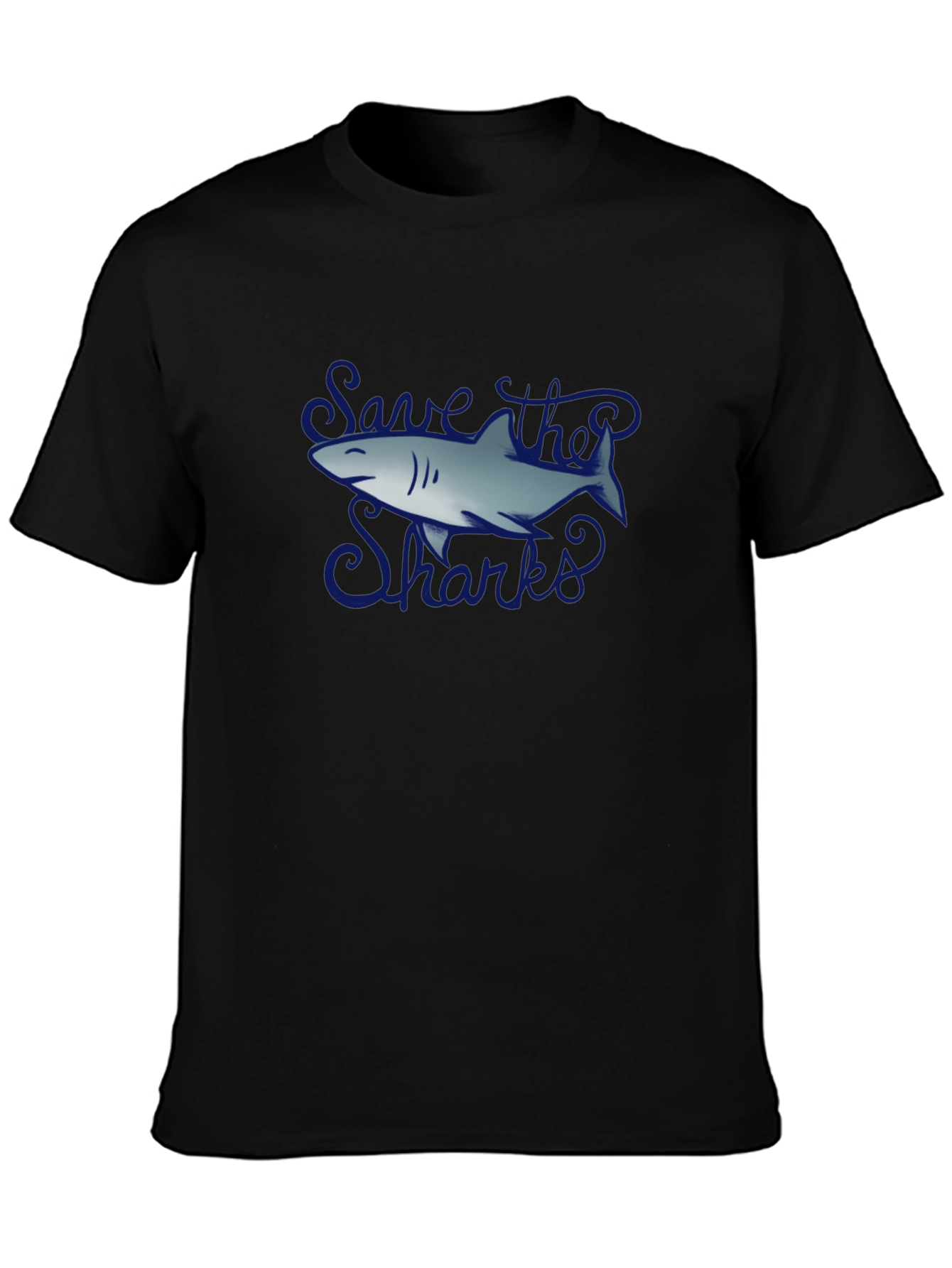 Save the Sharks Graphic Tee - Black Cotton T-Shirt