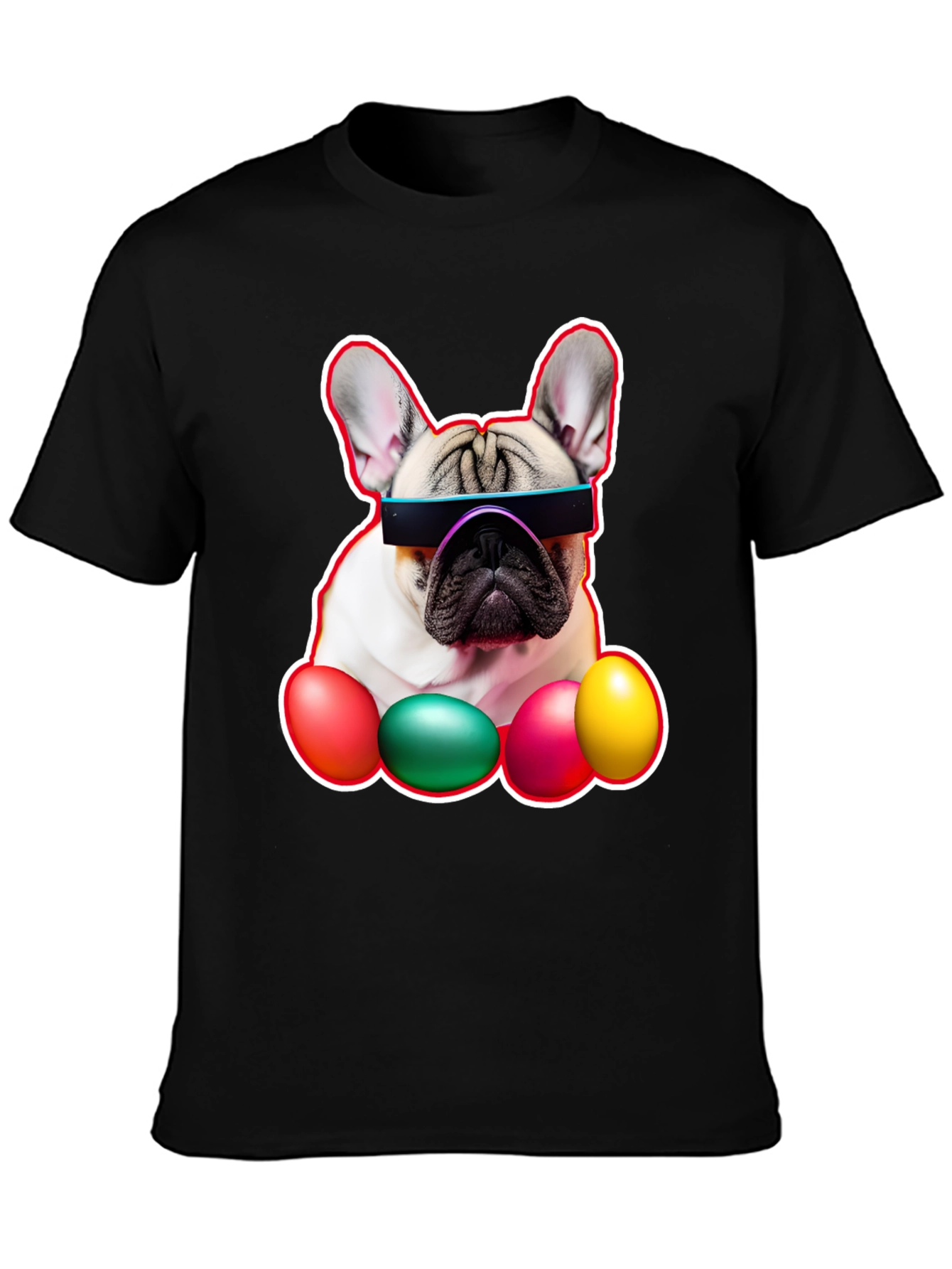 Cool Dog with Easter Eggs Graphic Tee