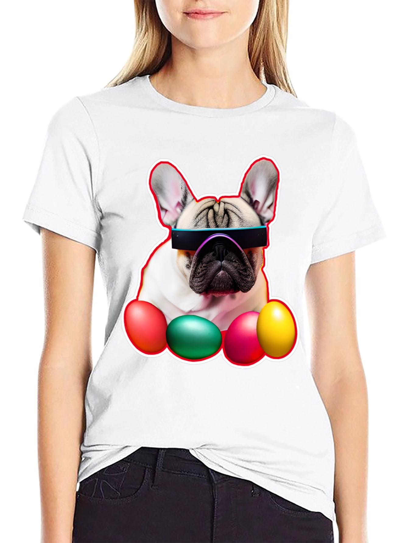 Cool Dog with Easter Eggs Graphic Tee