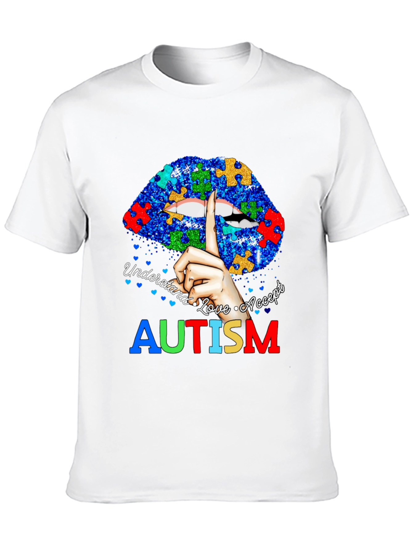 Autism Awareness Lips T-Shirt - Understand Love Accept