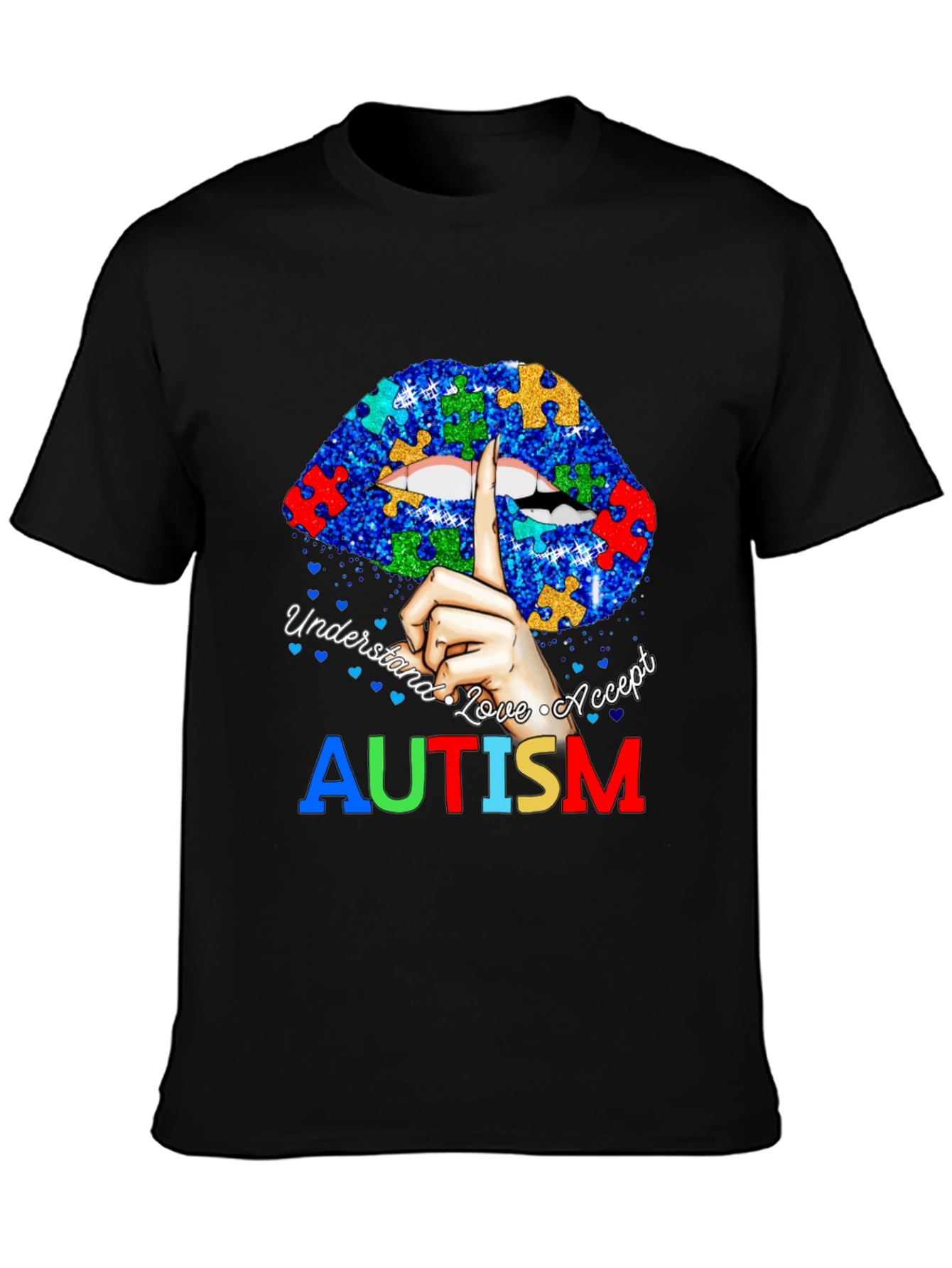 Autism Awareness Lips T-Shirt - Understand Love Accept