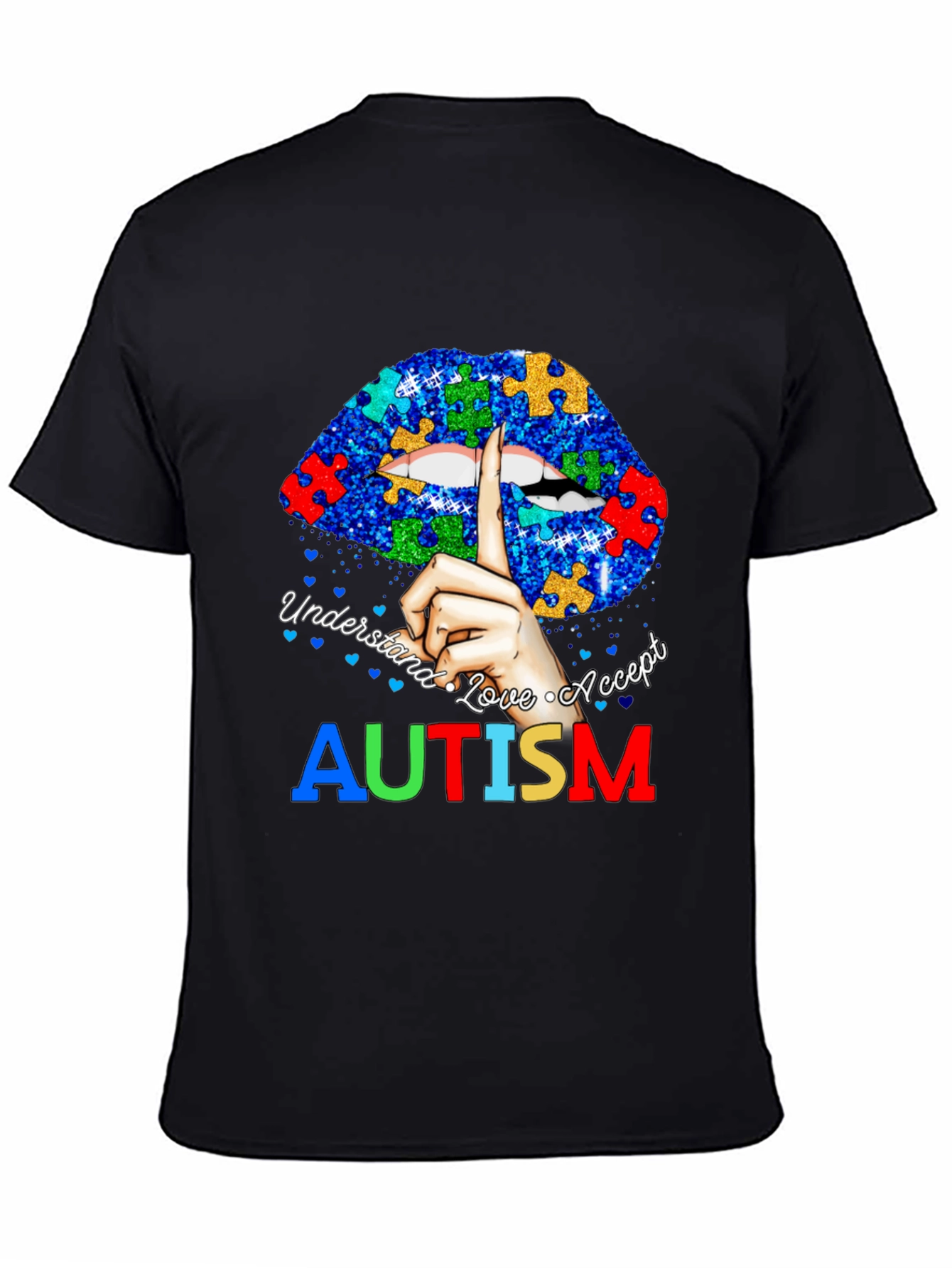 Autism Awareness Lips T-Shirt - Understand Love Accept