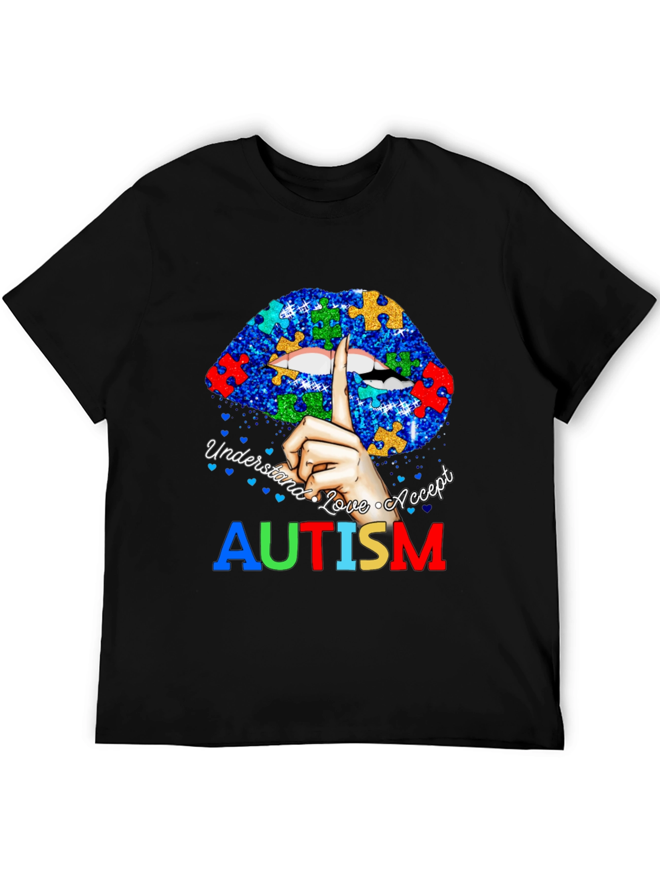 Autism Awareness Lips T-Shirt - Understand Love Accept