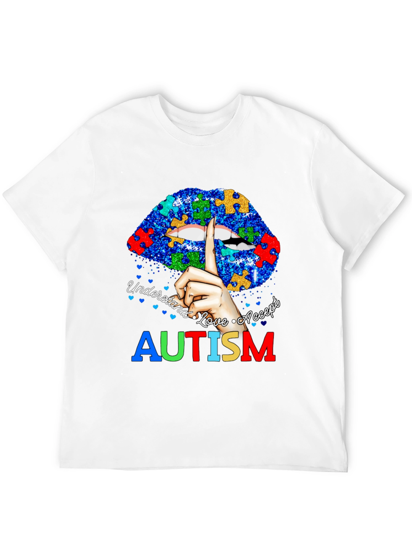 Autism Awareness Lips T-Shirt - Understand Love Accept