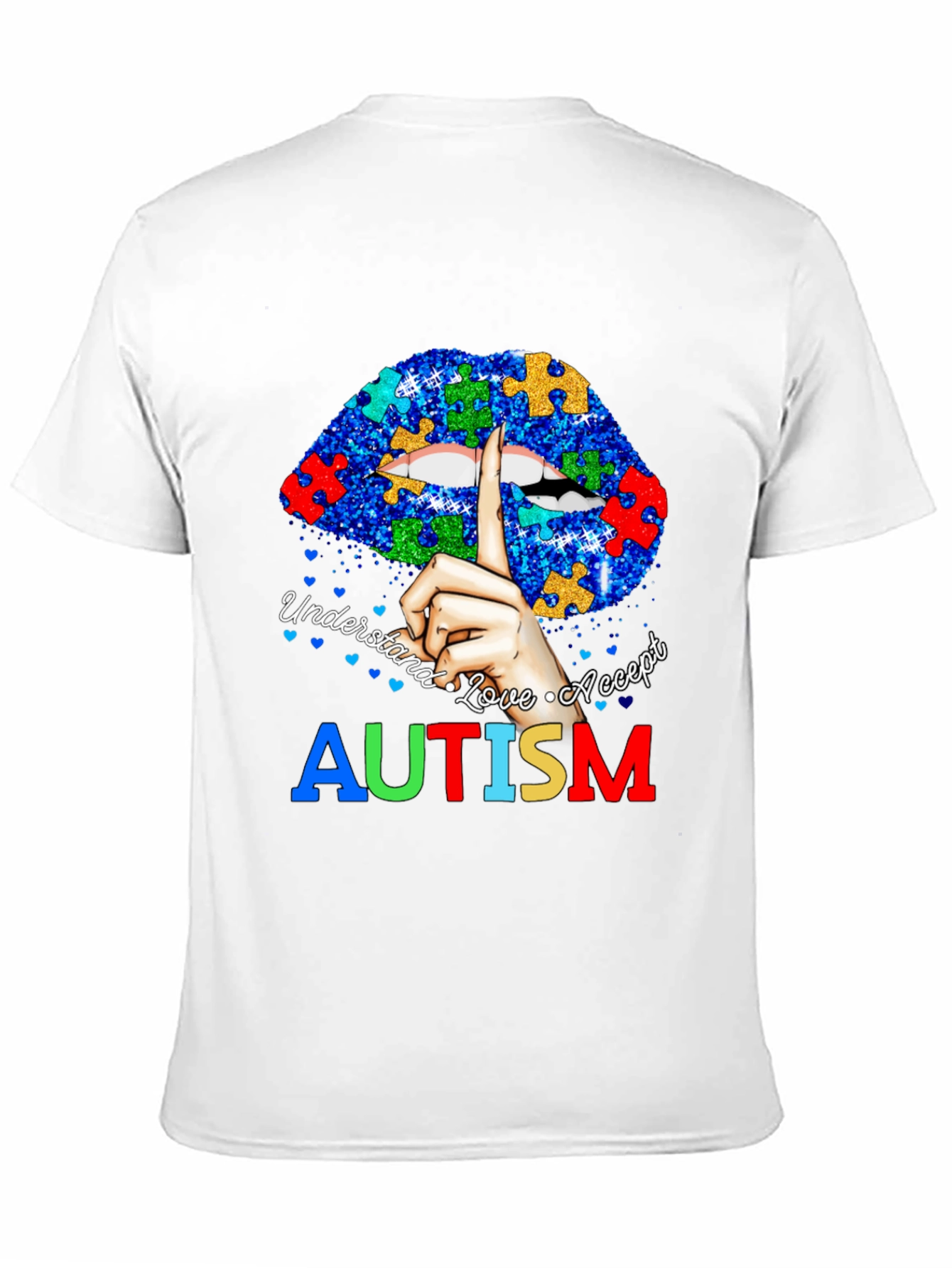 Autism Awareness Lips T-Shirt - Understand Love Accept
