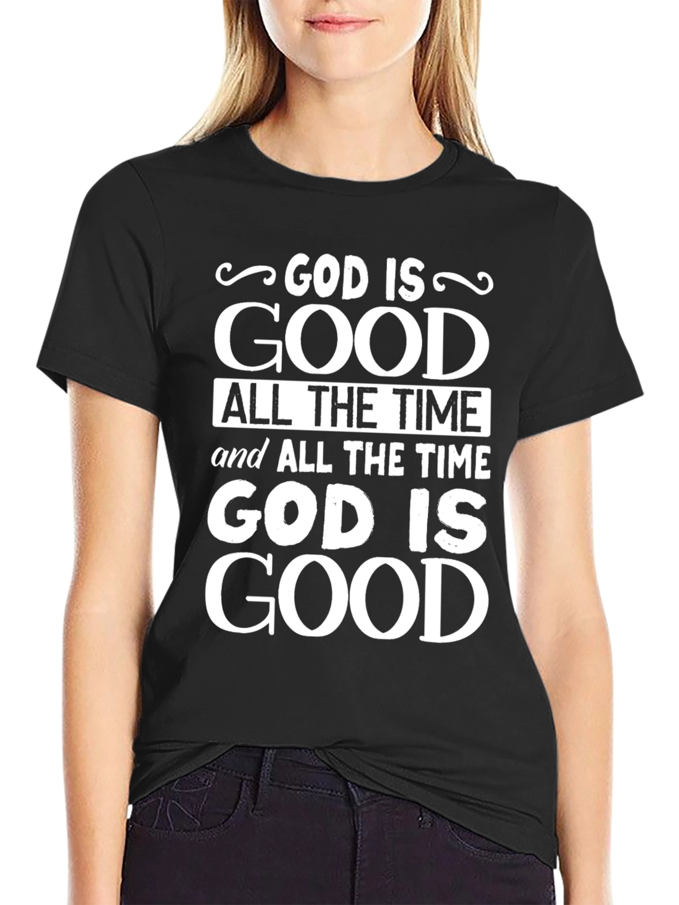God is Good Graphic Print Black T-Shirt