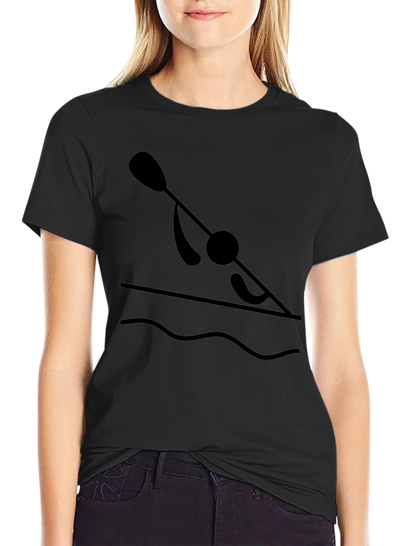 Kayak Paddler Graphic T-Shirt - Black
