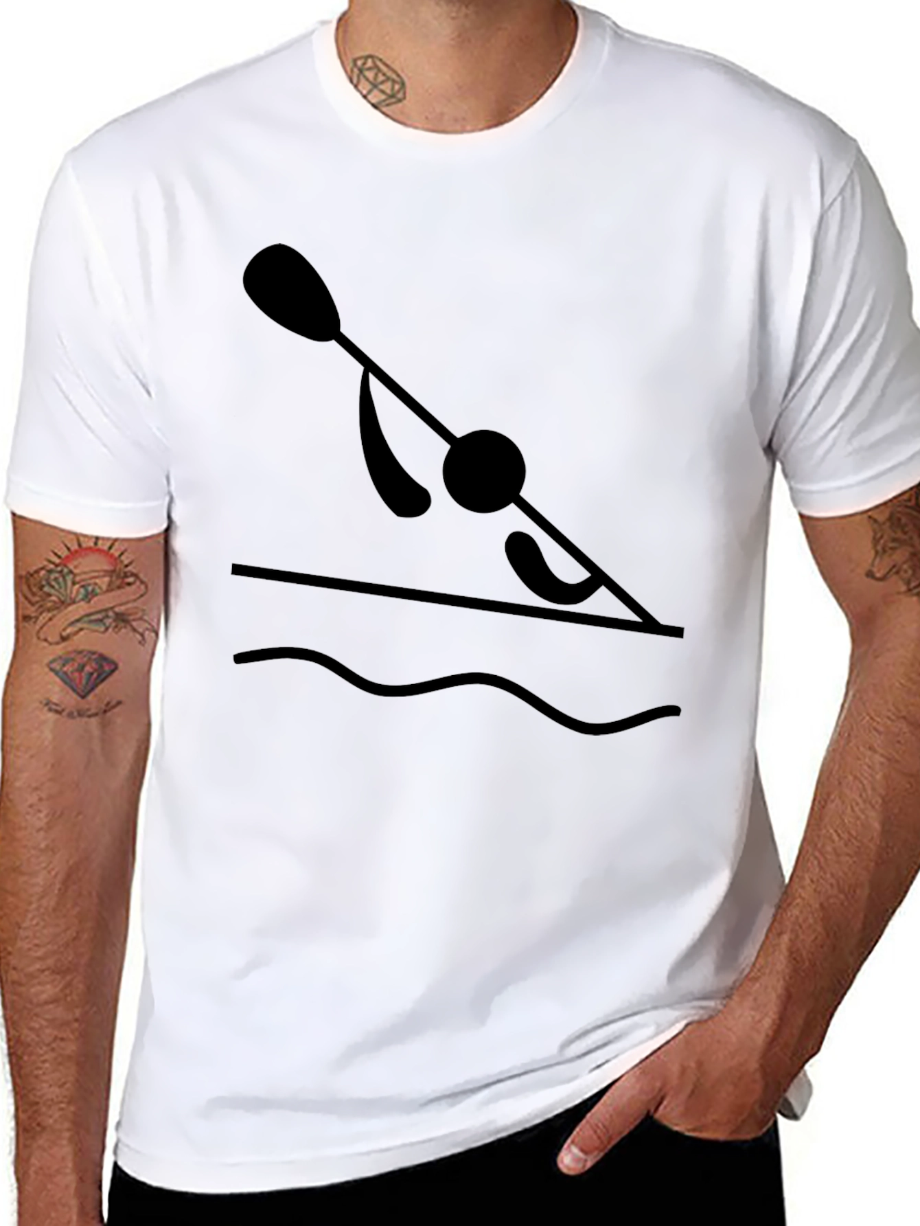 Kayak Paddler Graphic T-Shirt - Black