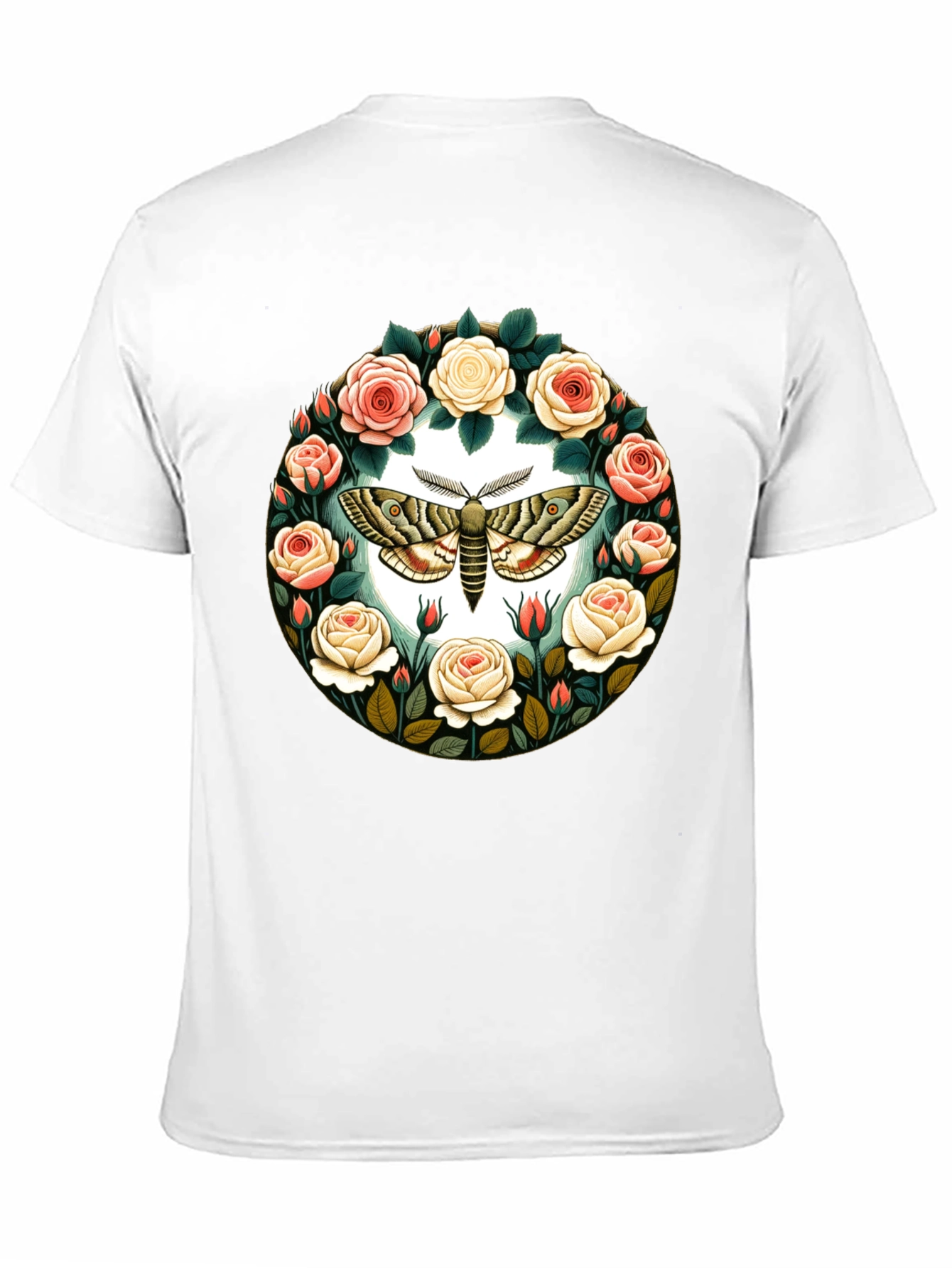 Moth and Roses Graphic T-Shirt