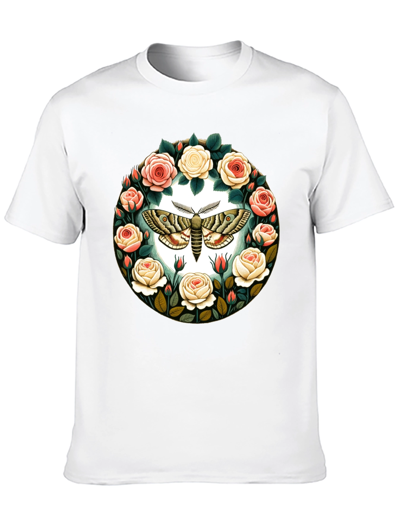 Moth and Roses Graphic T-Shirt