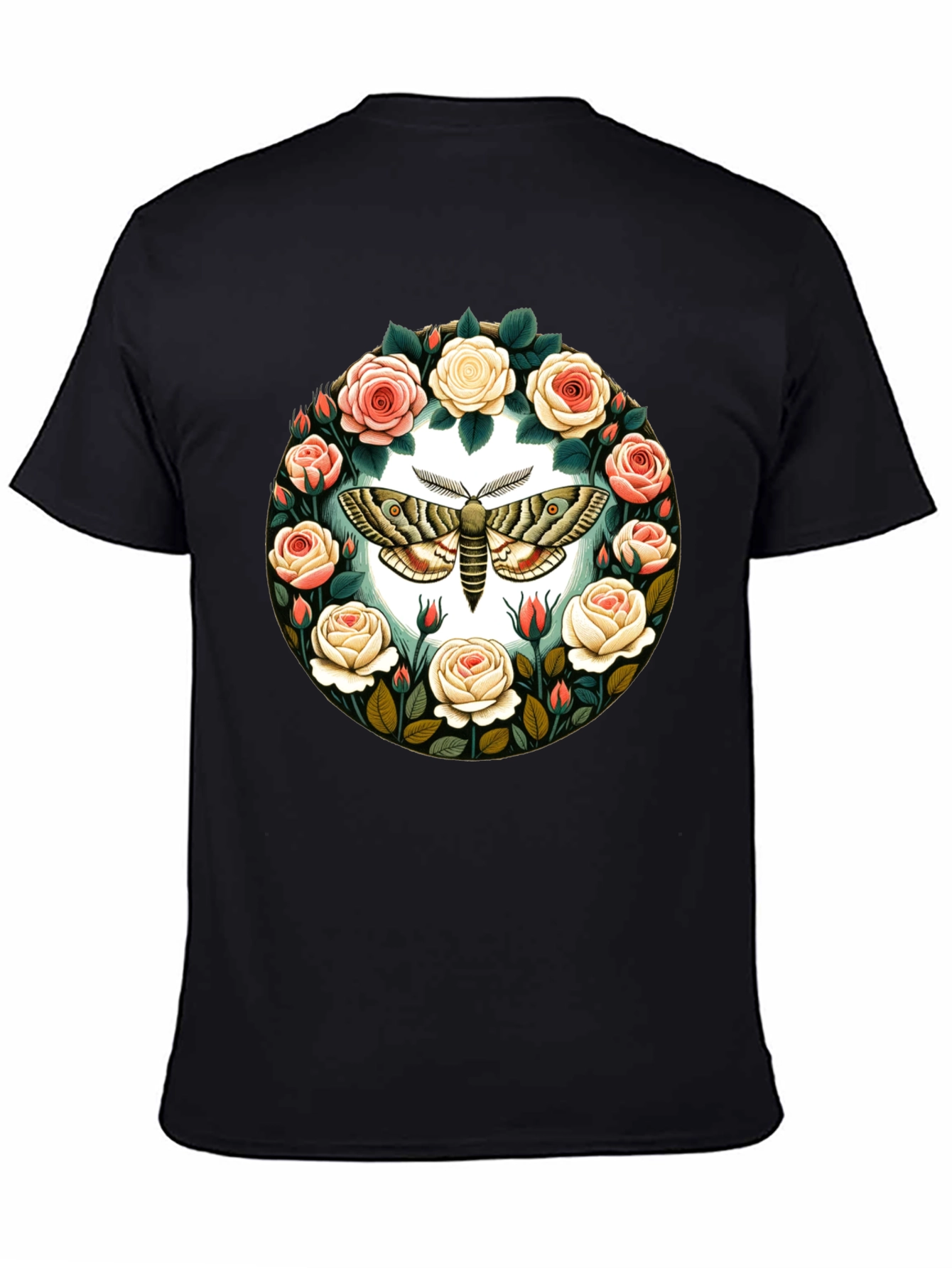 Moth and Roses Graphic T-Shirt