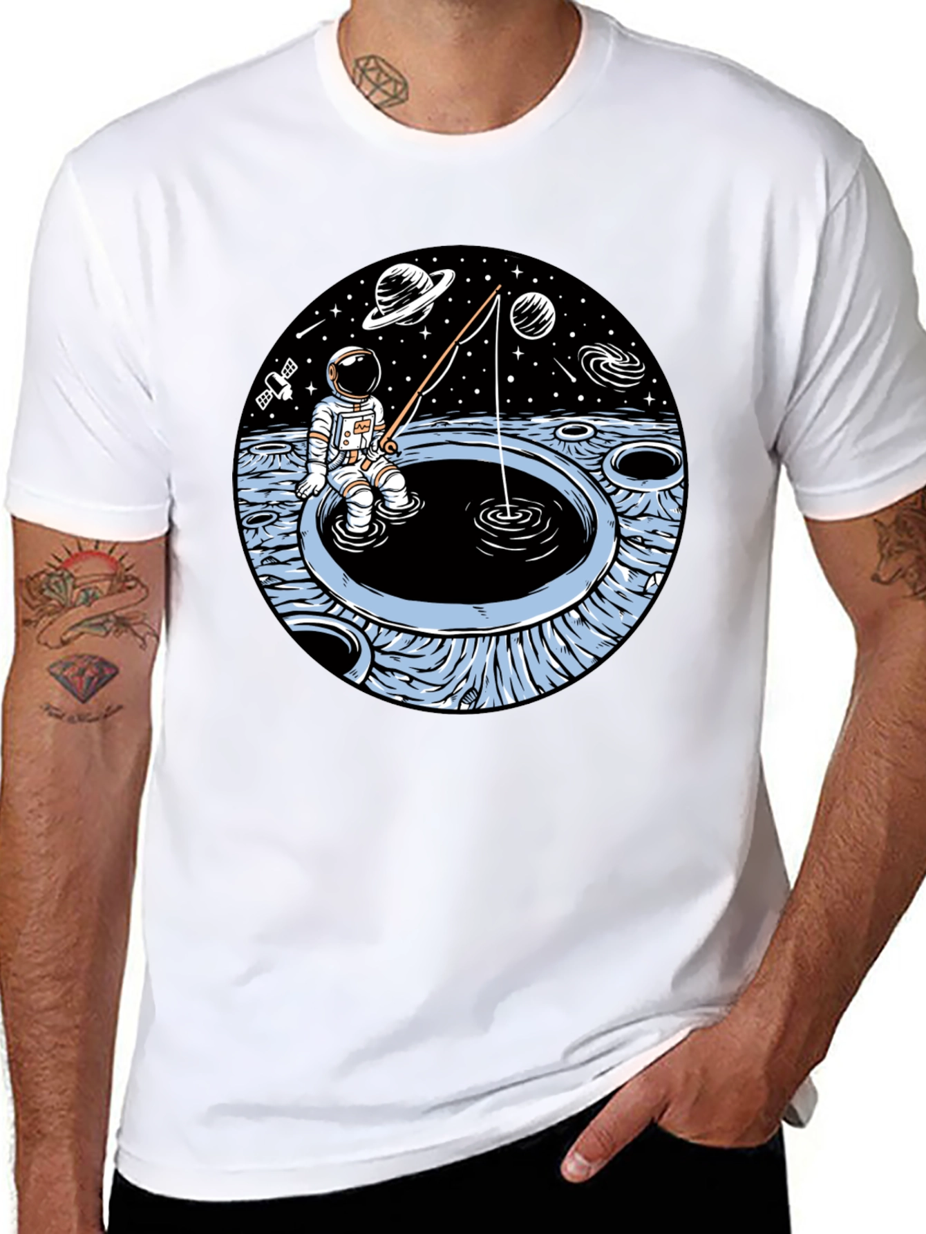 Astronaut Fishing T-Shirt - Space Adventure Tee