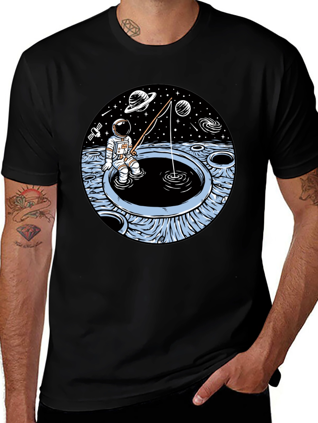 Astronaut Fishing T-Shirt - Space Adventure Tee