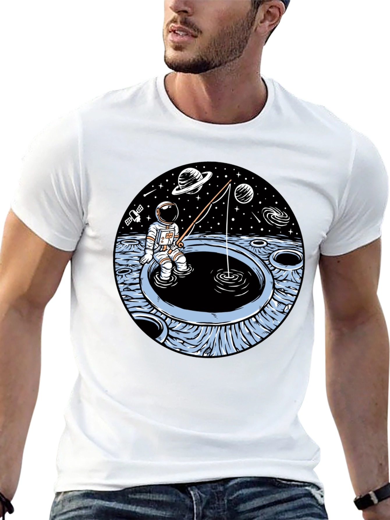 Astronaut Fishing T-Shirt - Space Adventure Tee