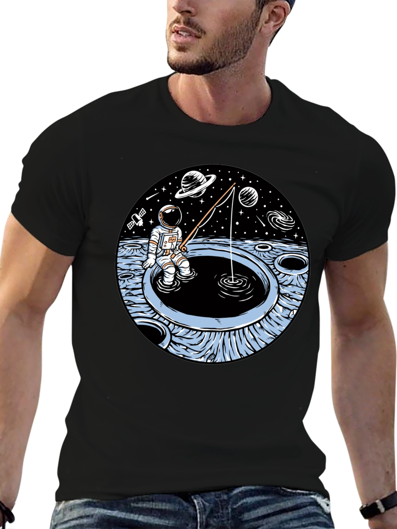 Astronaut Fishing T-Shirt - Space Adventure Tee