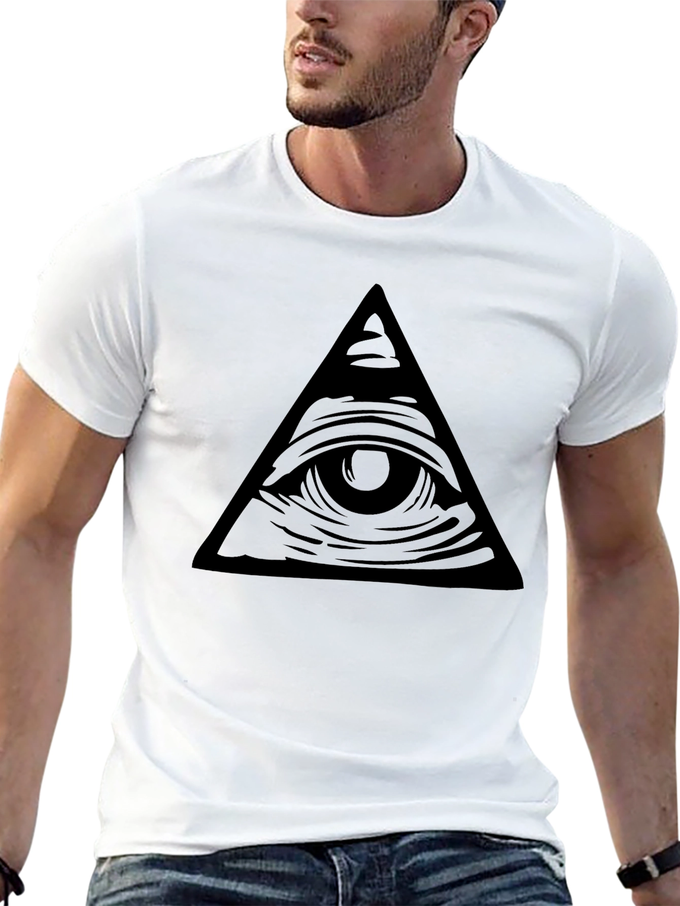 Eye Pyramid Graphic Tee - Black Cotton T-Shirt
