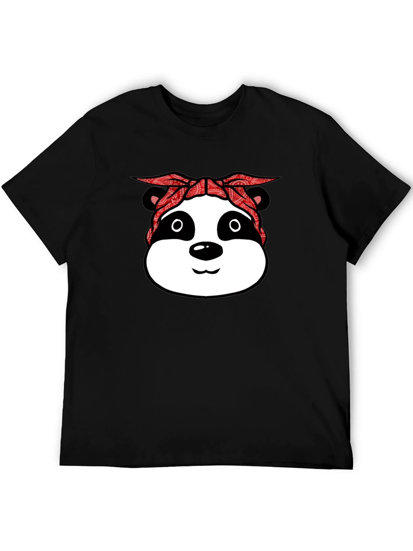 Panda Gangster Bandana Black T-Shirt