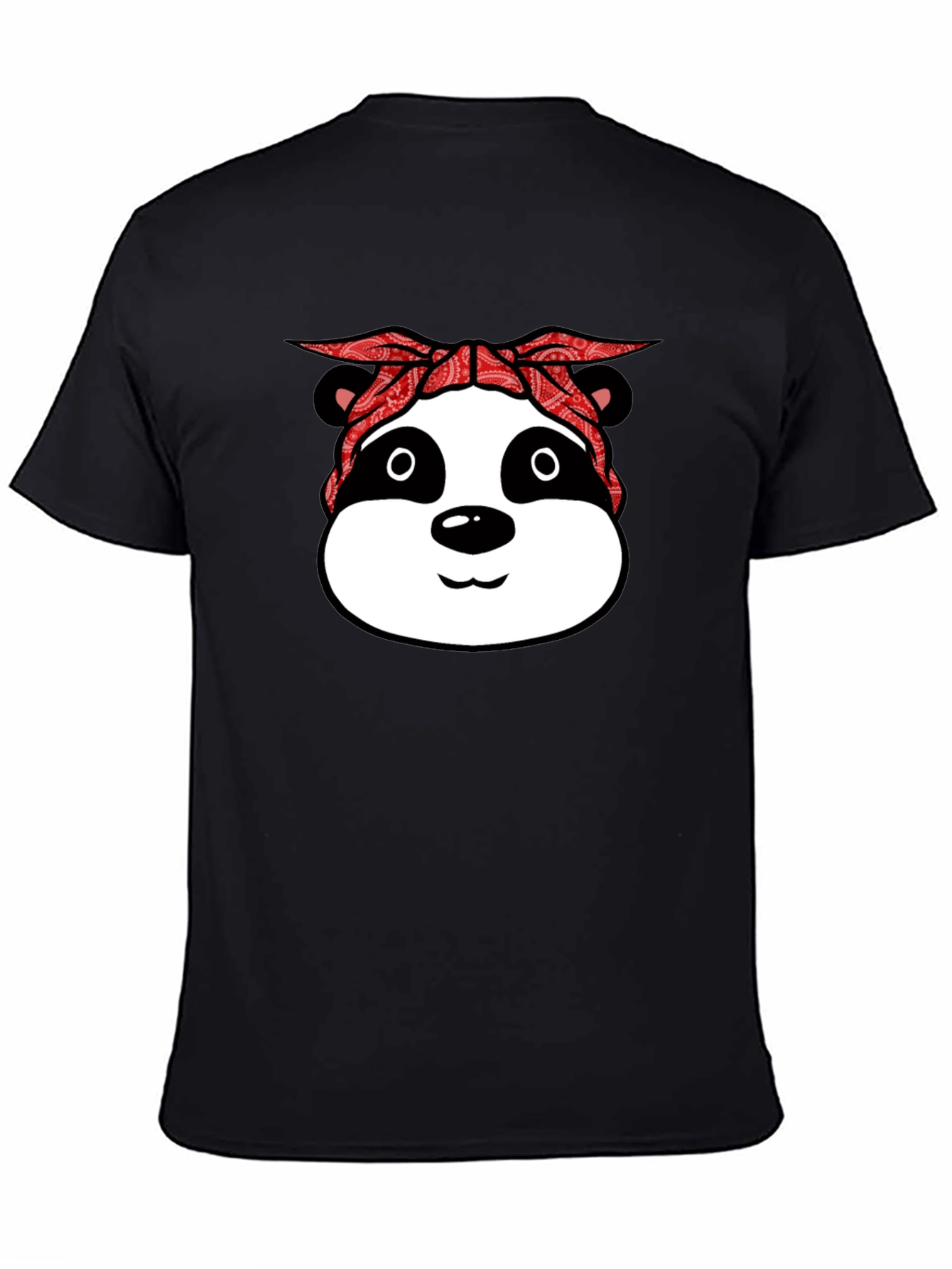 Panda Gangster Bandana Black T-Shirt