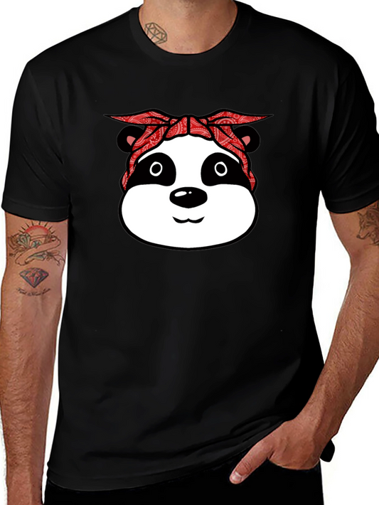 Panda Gangster Bandana Black T-Shirt