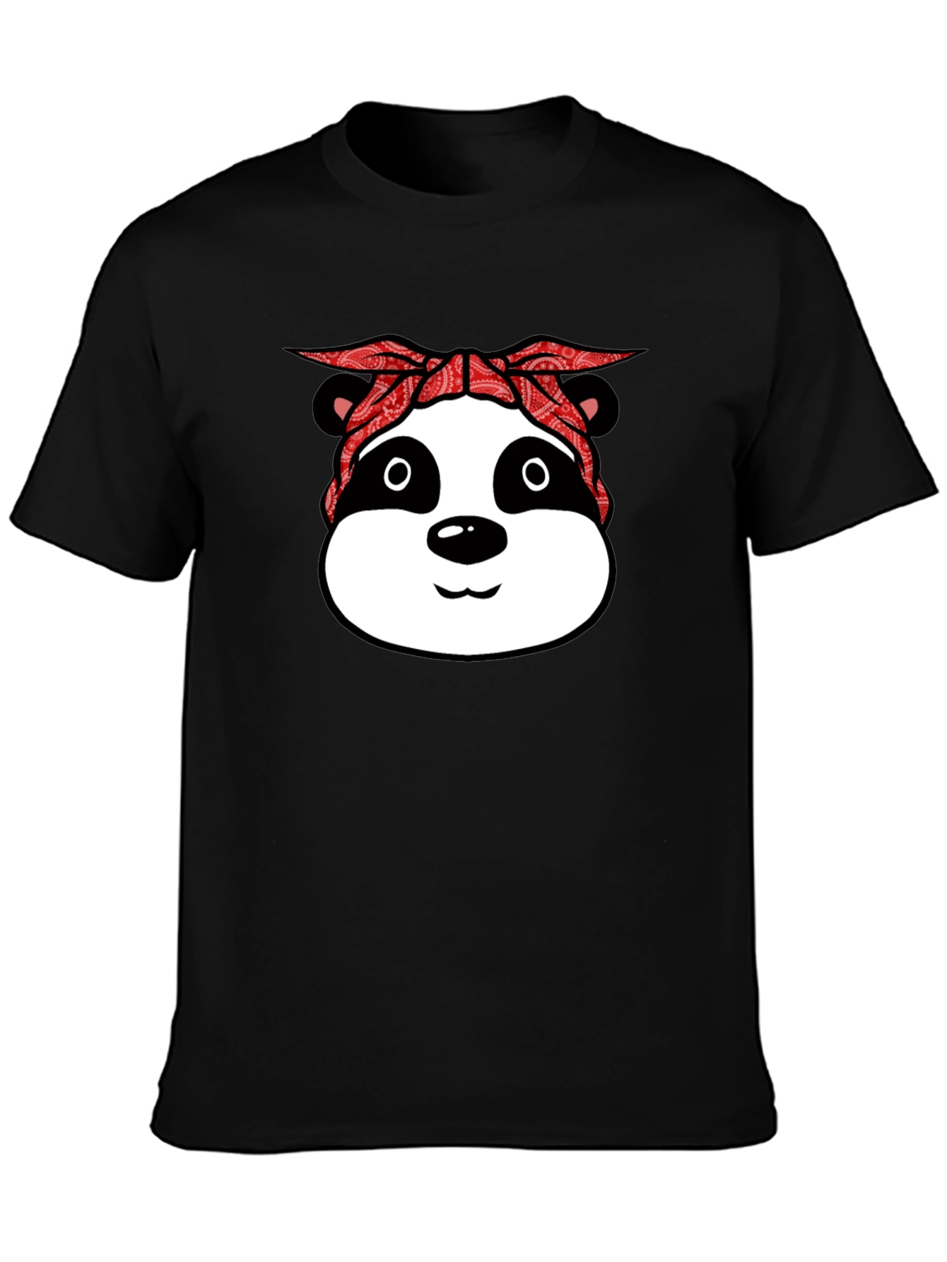 Panda Gangster Bandana Black T-Shirt
