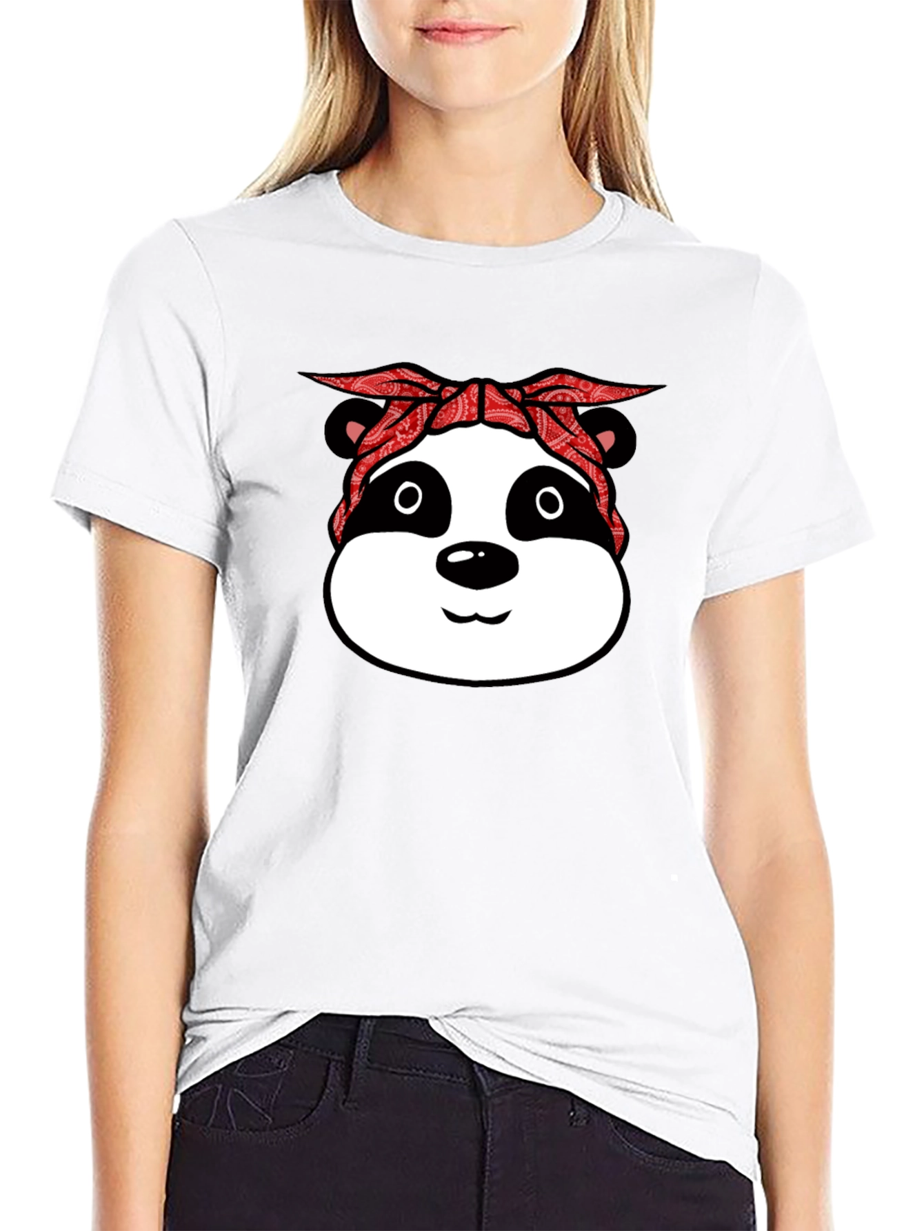 Panda Gangster Bandana Black T-Shirt