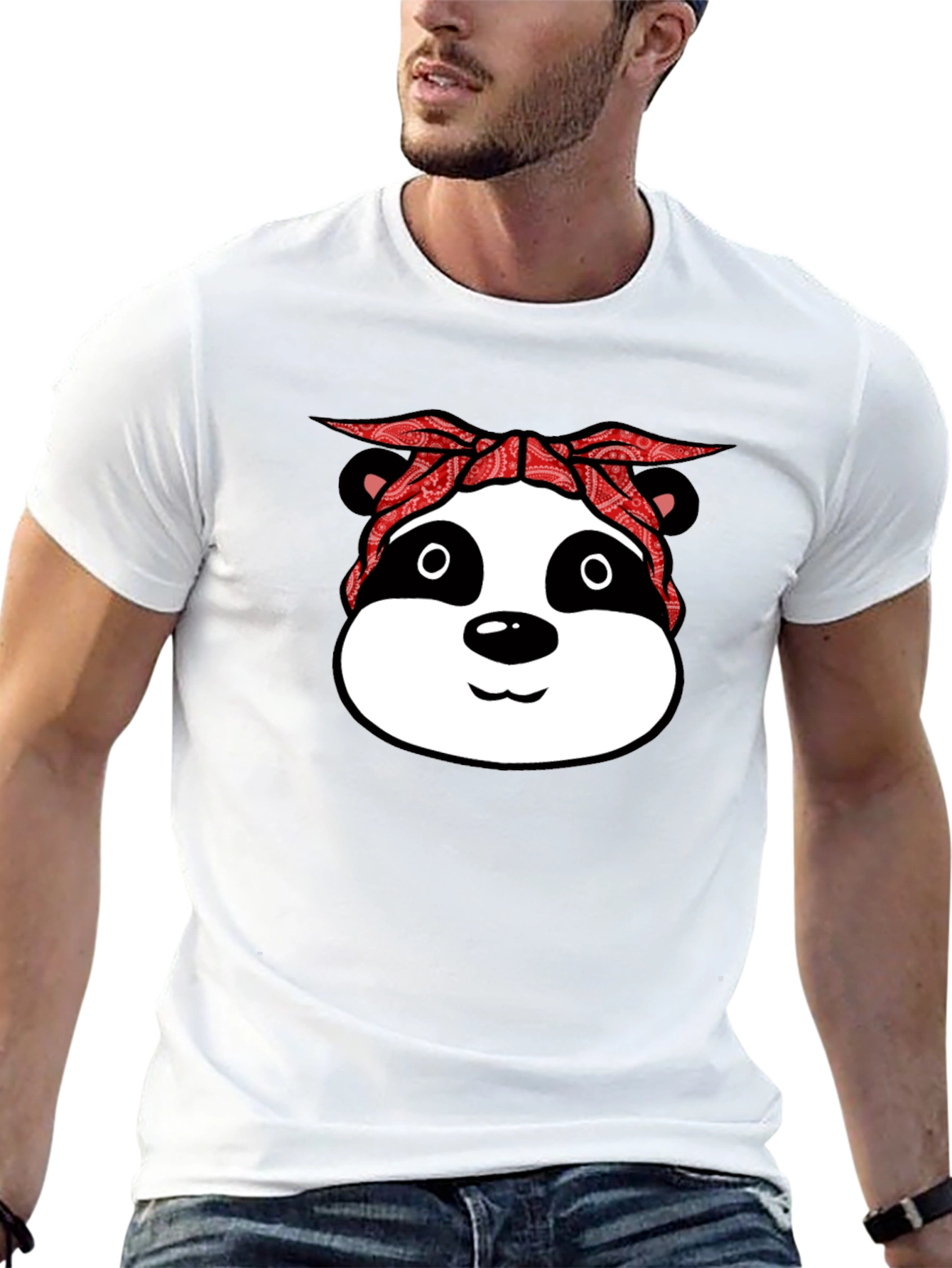 Panda Gangster Bandana Black T-Shirt