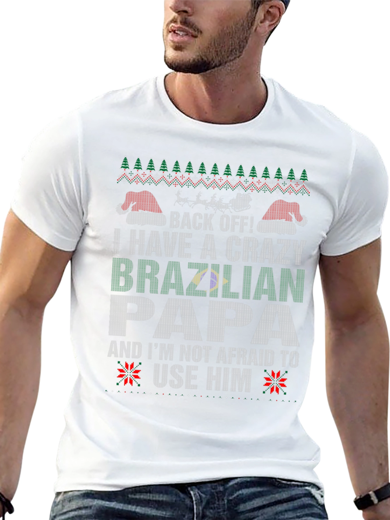 Crazy Brazilian Papa Ugly Christmas T-Shirt