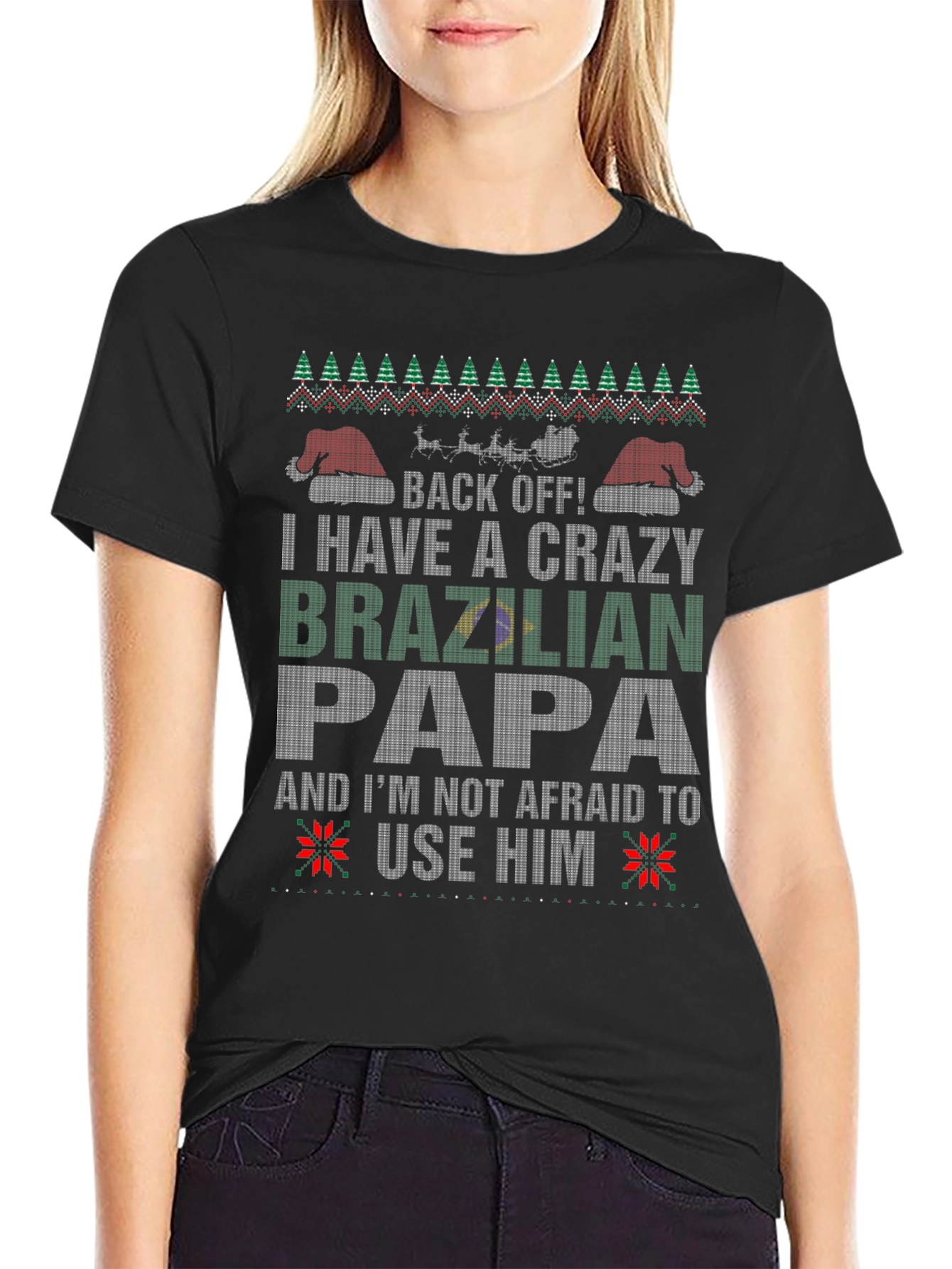 Crazy Brazilian Papa Ugly Christmas T-Shirt