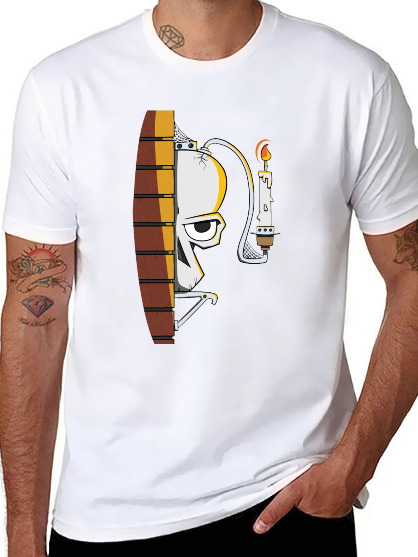 Skull and Candle Graphic Black T-Shirt