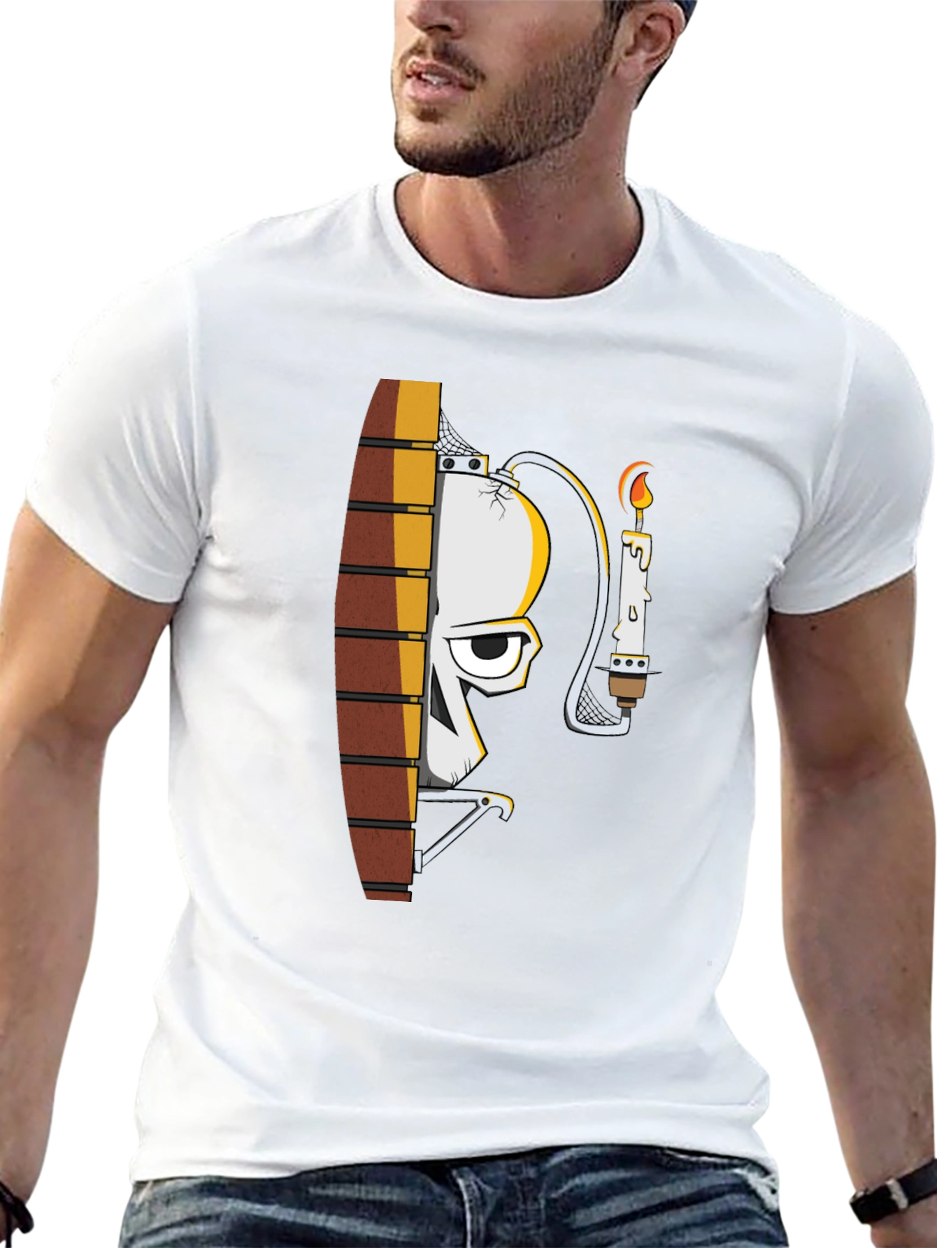 Skull and Candle Graphic Black T-Shirt
