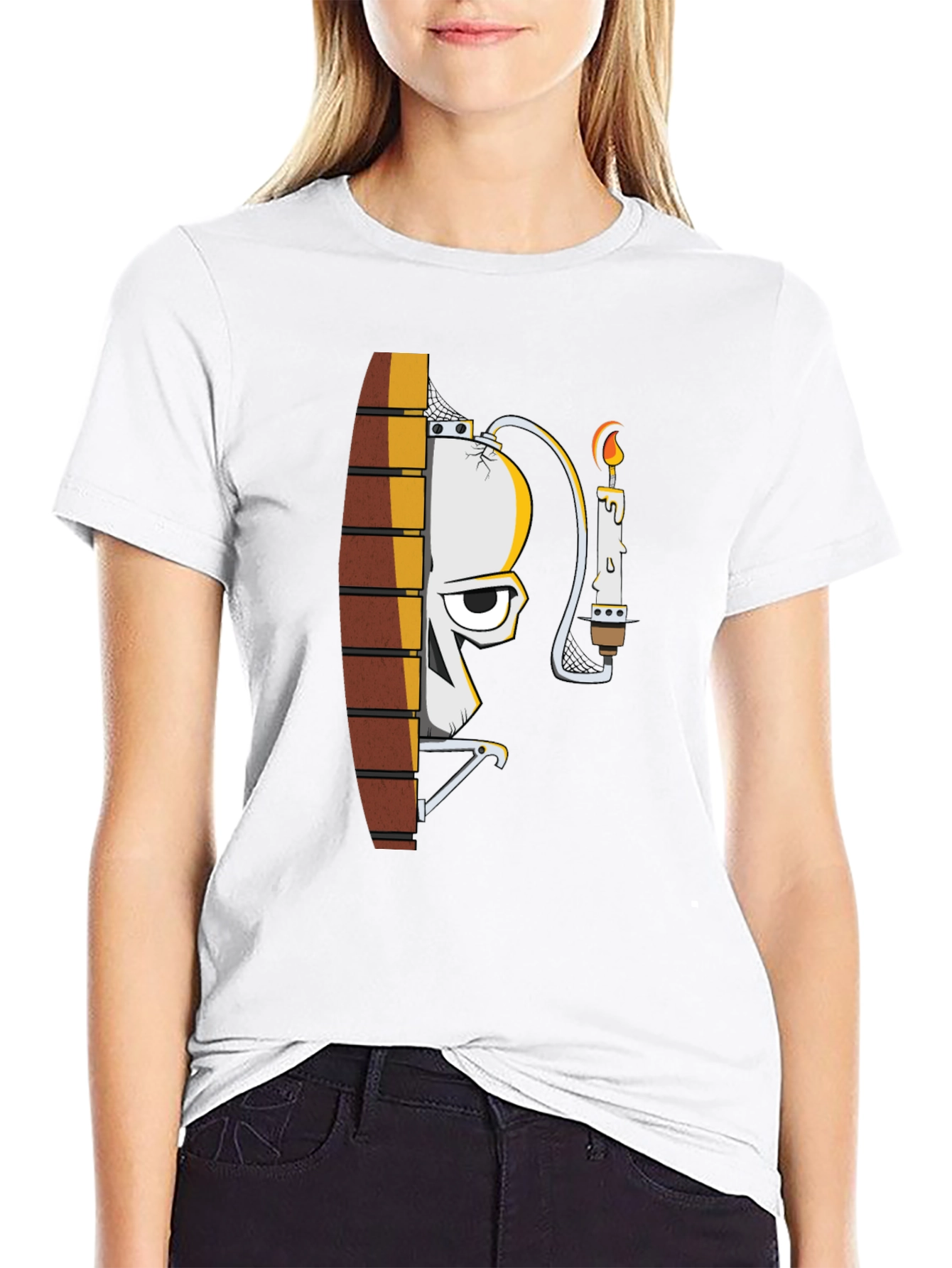 Skull and Candle Graphic Black T-Shirt