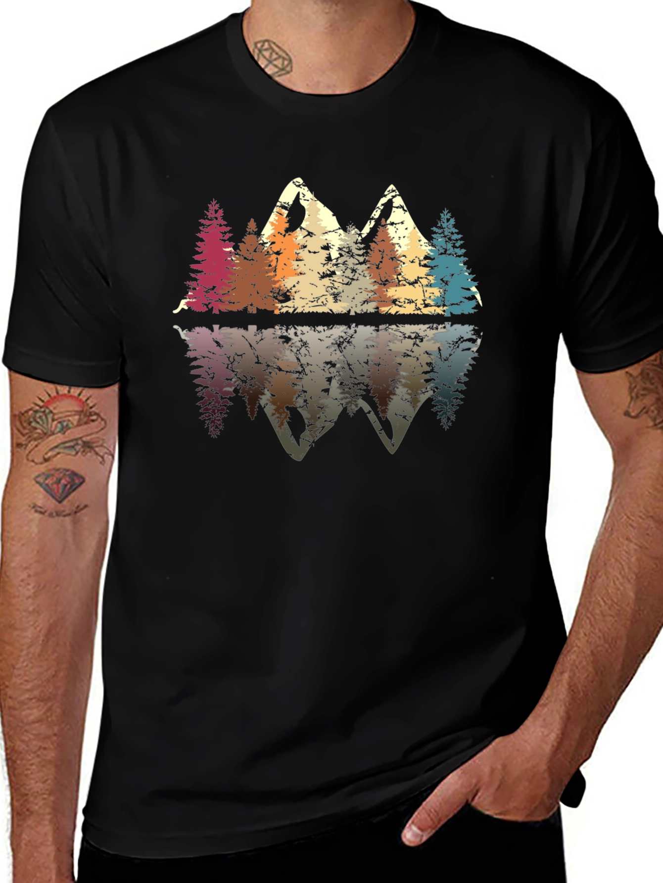 Retro Mountain Reflection Graphic Tee