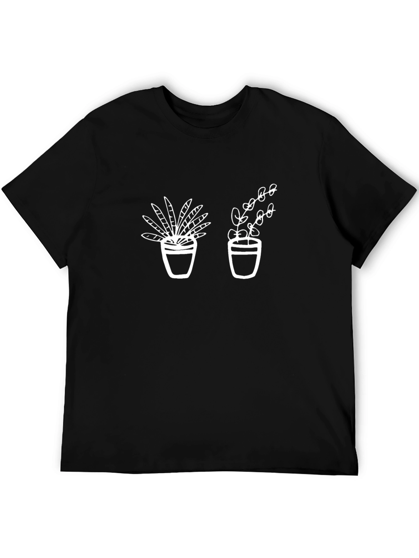Potted Plants Graphic Tee - Black Cotton T-Shirt
