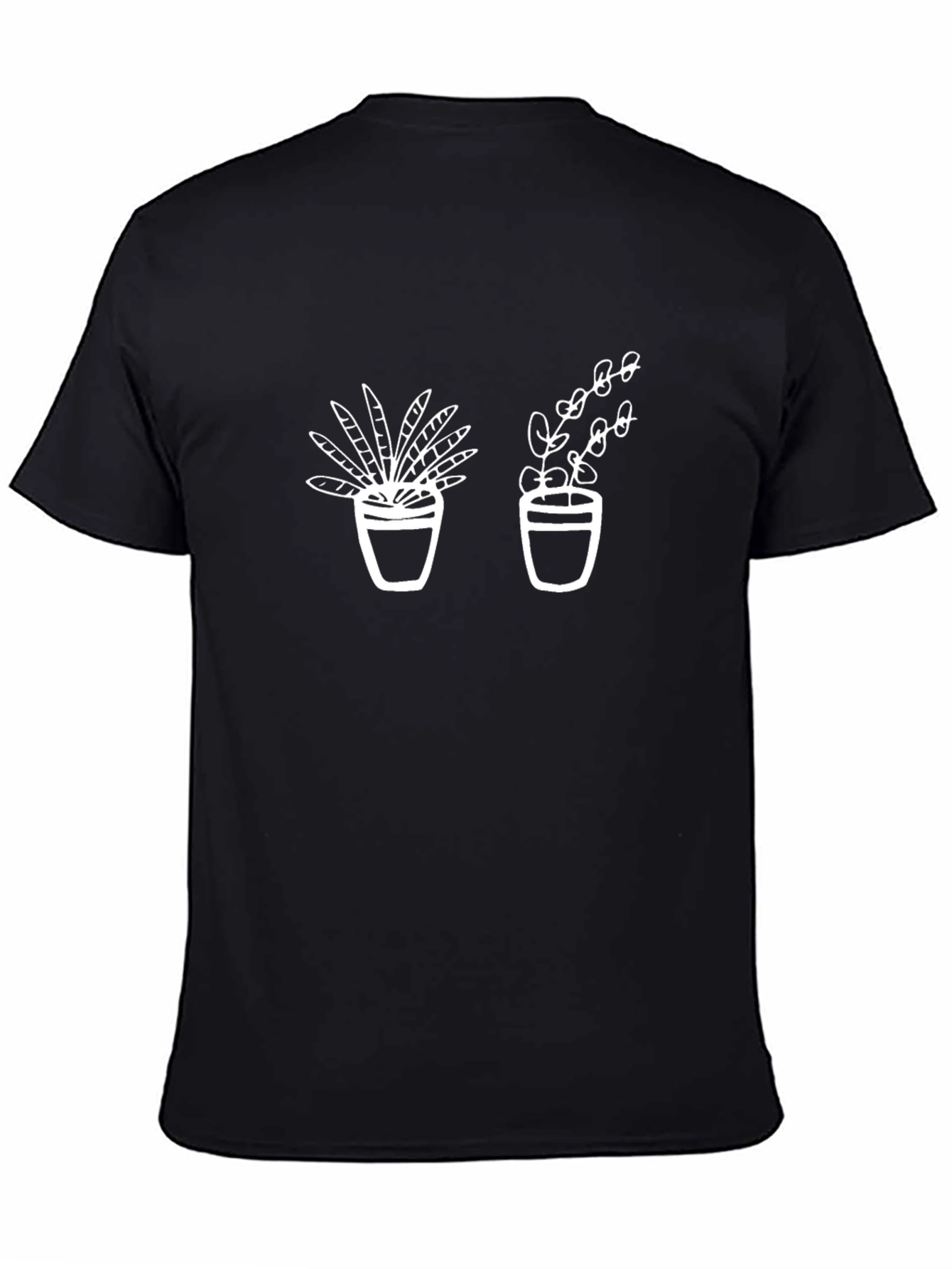 Potted Plants Graphic Tee - Black Cotton T-Shirt