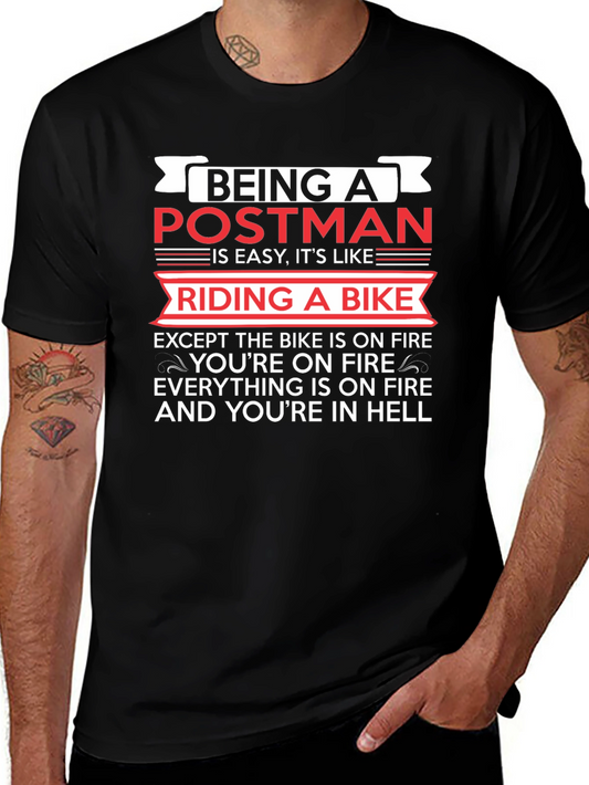 Postman Hell Funny T-Shirt - Bike On Fire