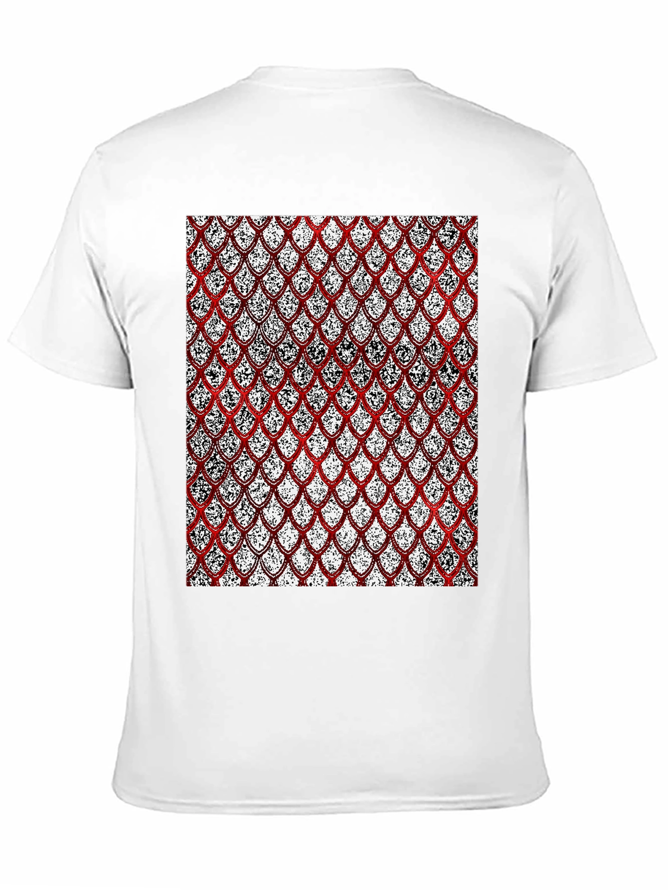 Red Scale Pattern Print Black T-Shirt