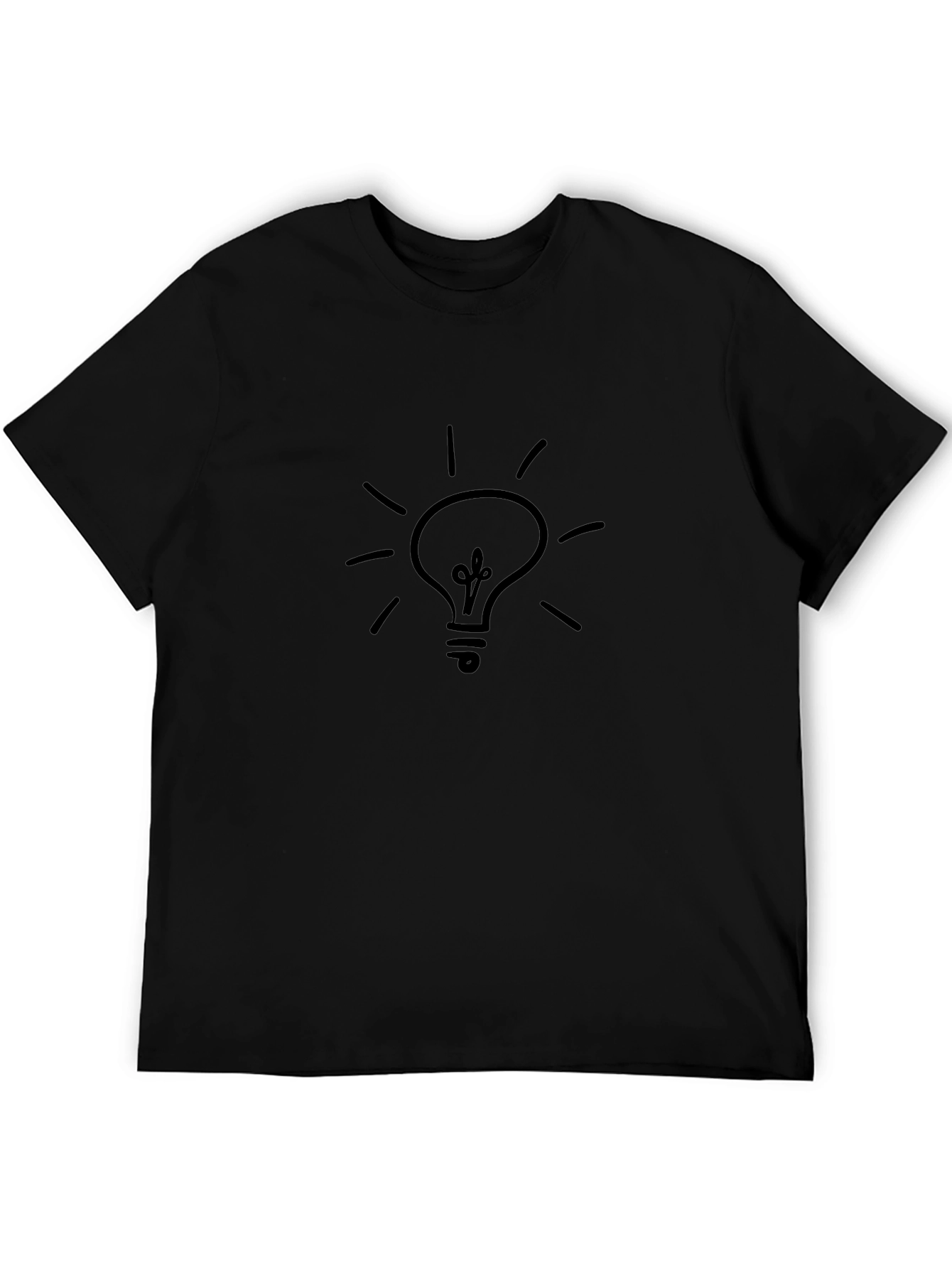 Idea Lightbulb Graphic Tee - Black Casual T-Shirt