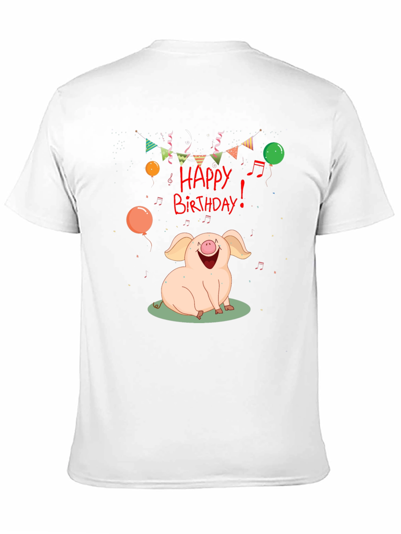 Happy Birthday Pig Graphic Tee - Black